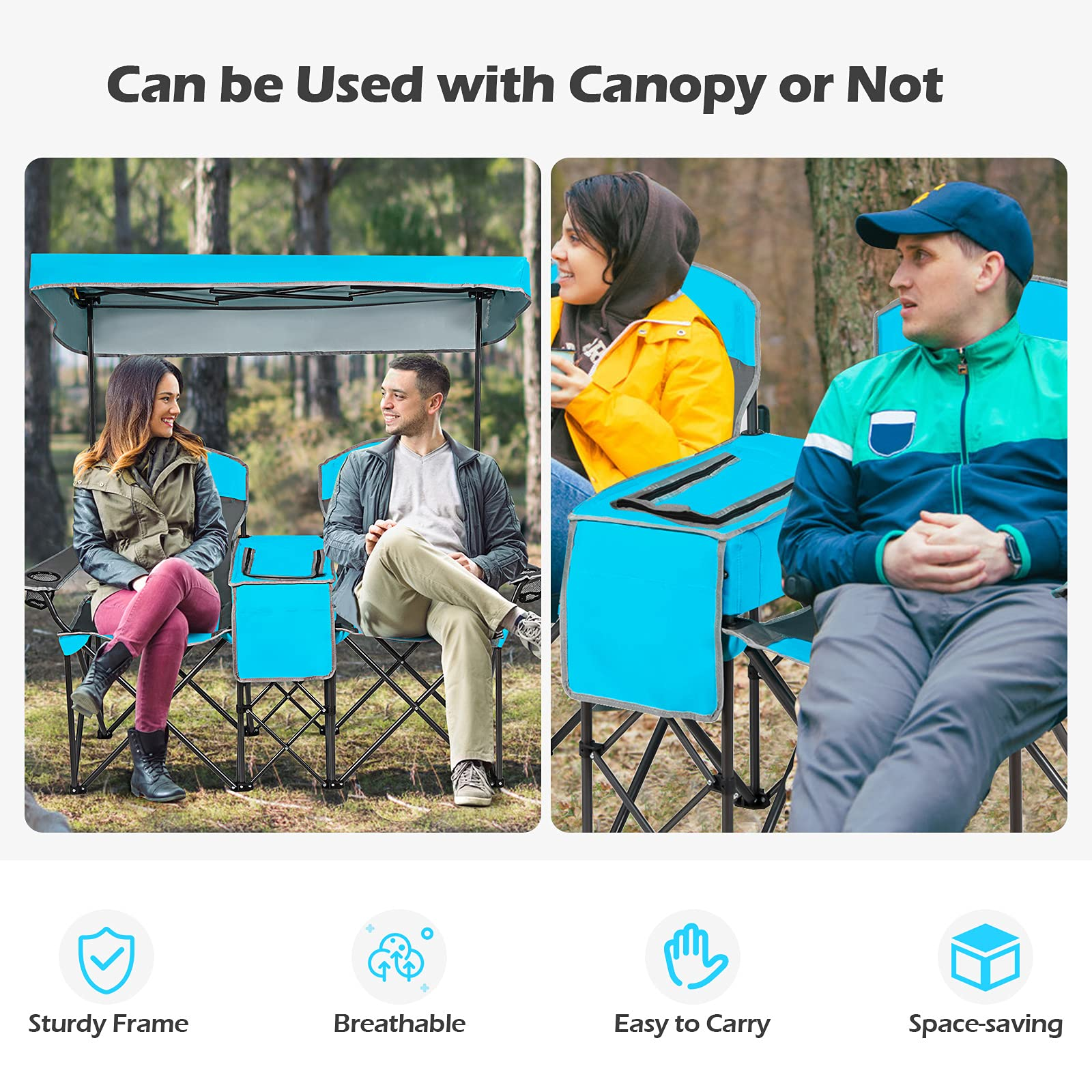 Double Camping Seat w/Shade Canopy