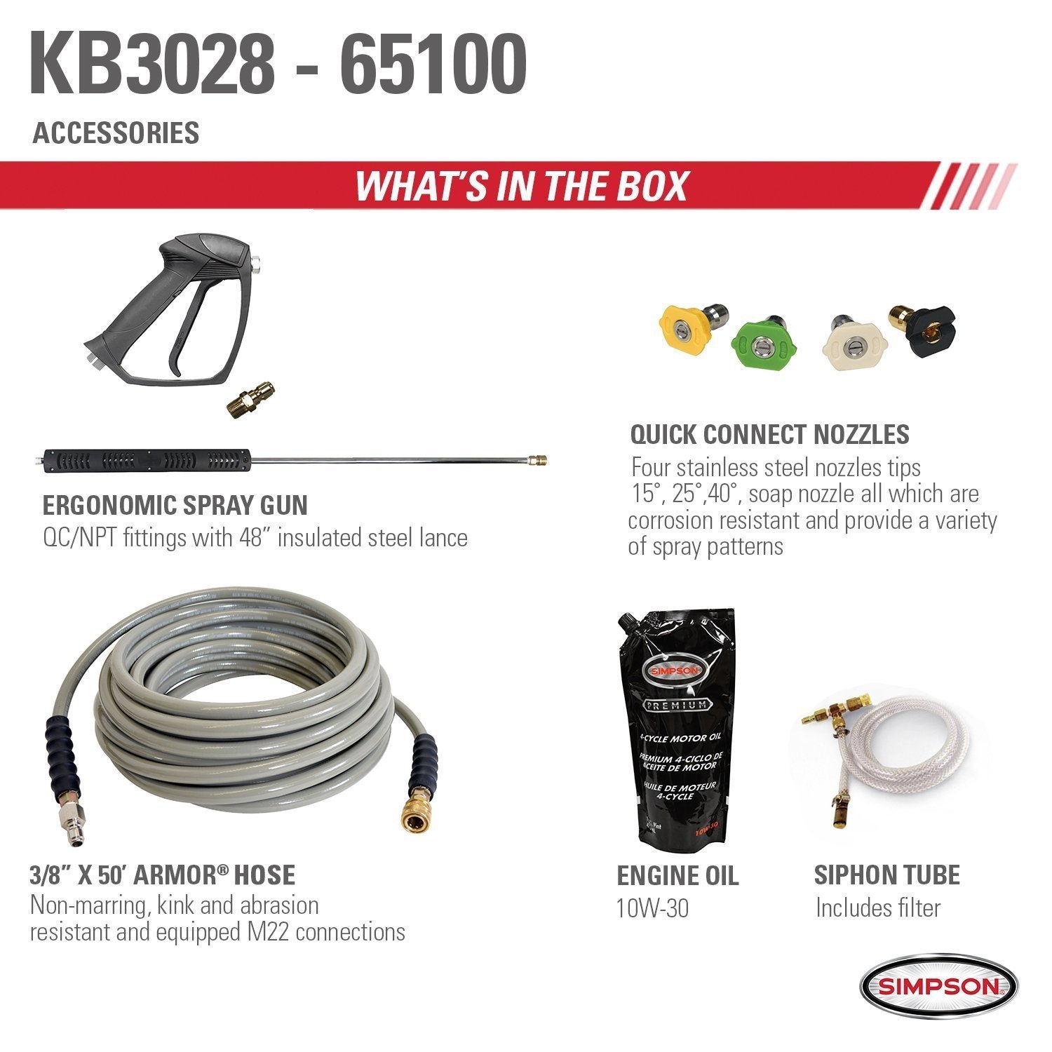 Simpson KB3028 Brute Series 3000 PSI 2.8 GPM Briggs and ; Stratton Intek 1100 CAT Pump Hot Water Pressure Washer New