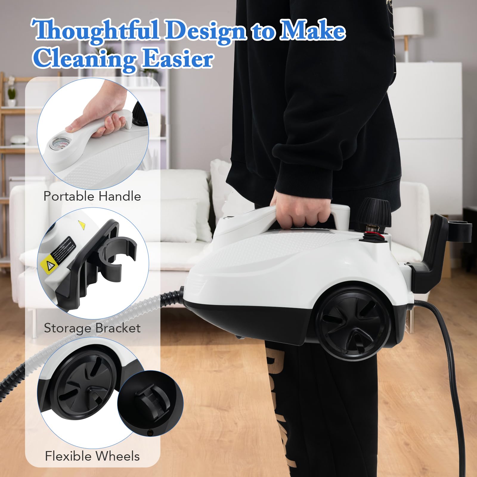Multipurpose Steam Cleaner, 1800W Portable Household Steamer with 15 Accessories