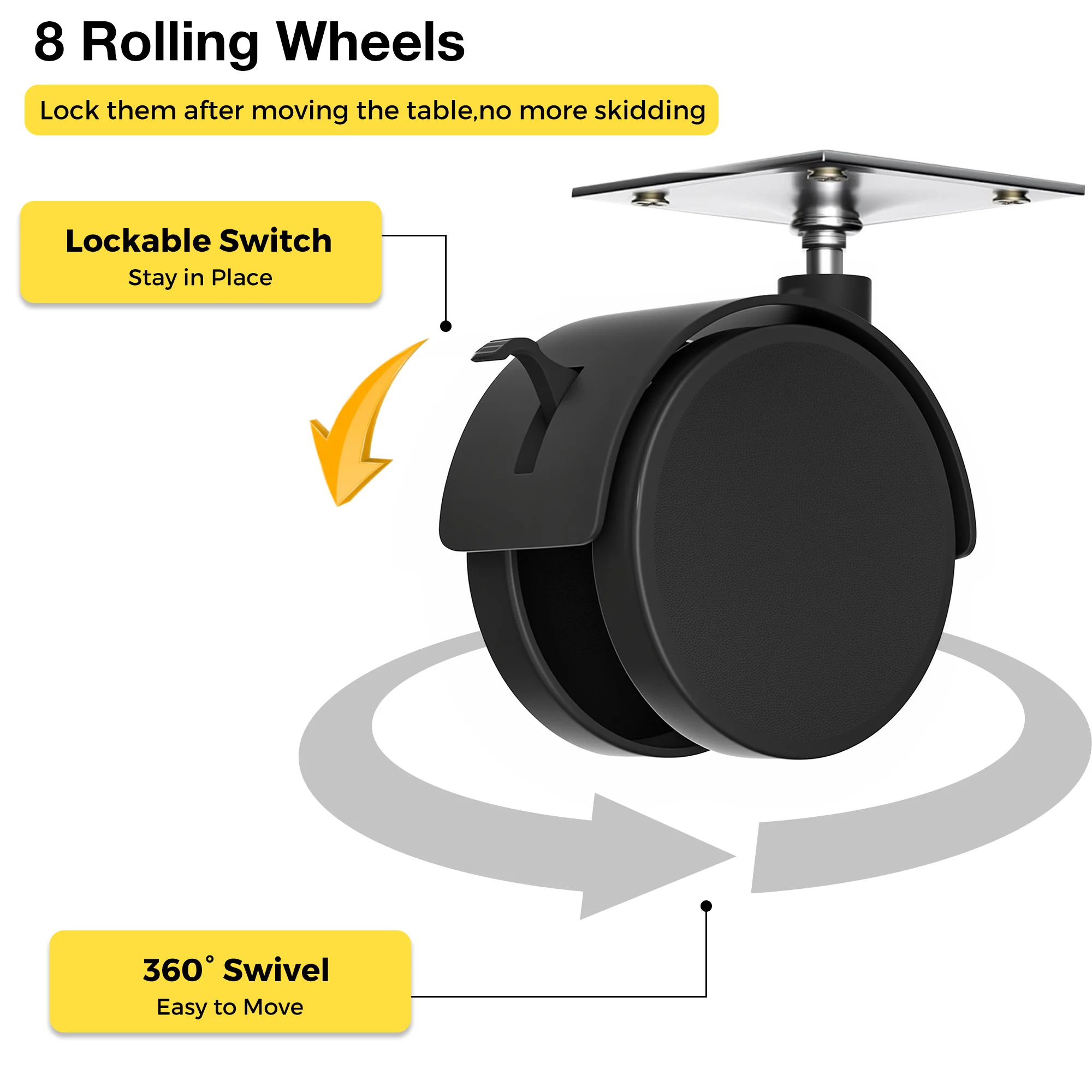 Manicure Table with Glass Top Black