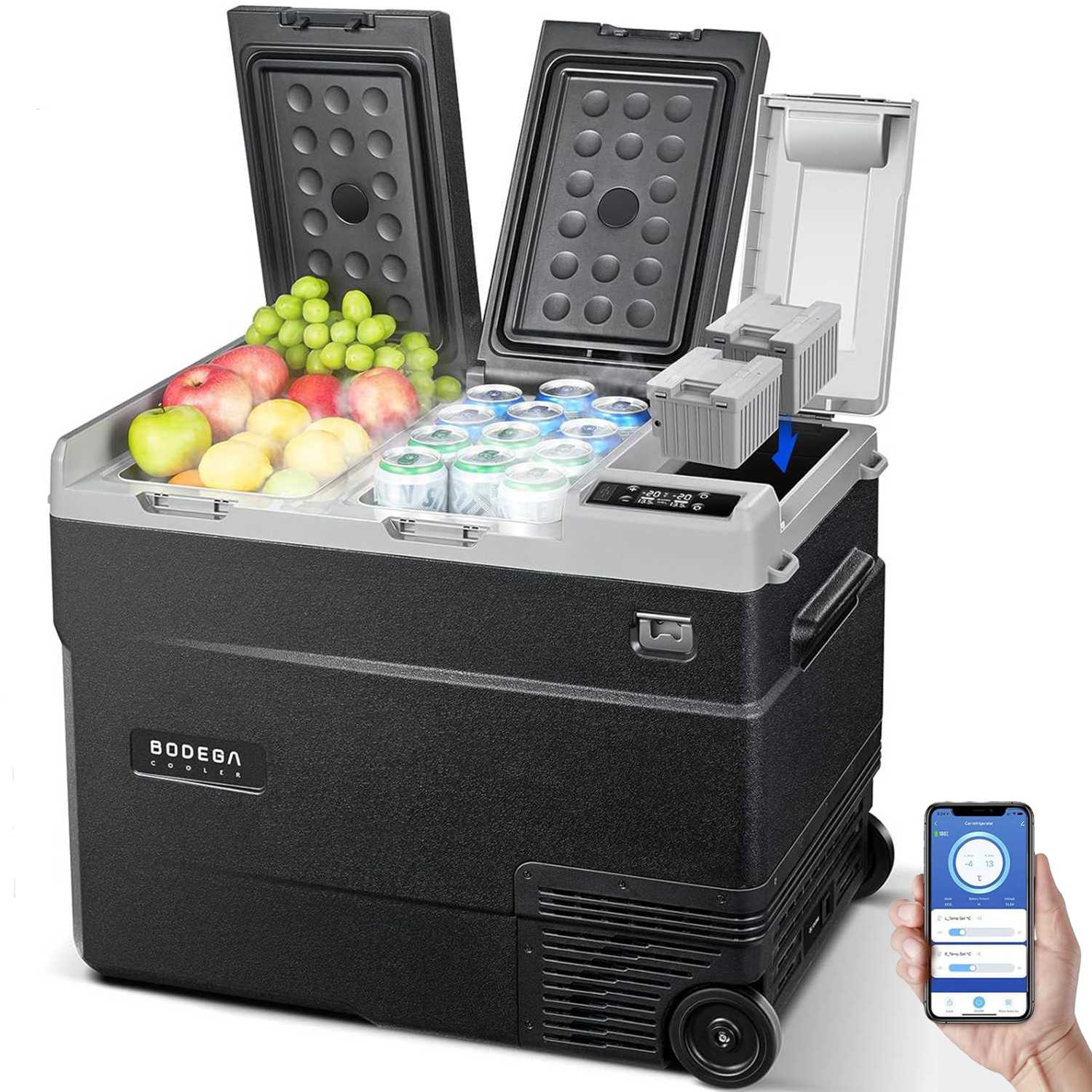 12 Volt Car Refrigerator Dual Zone Dual Doors 45QT