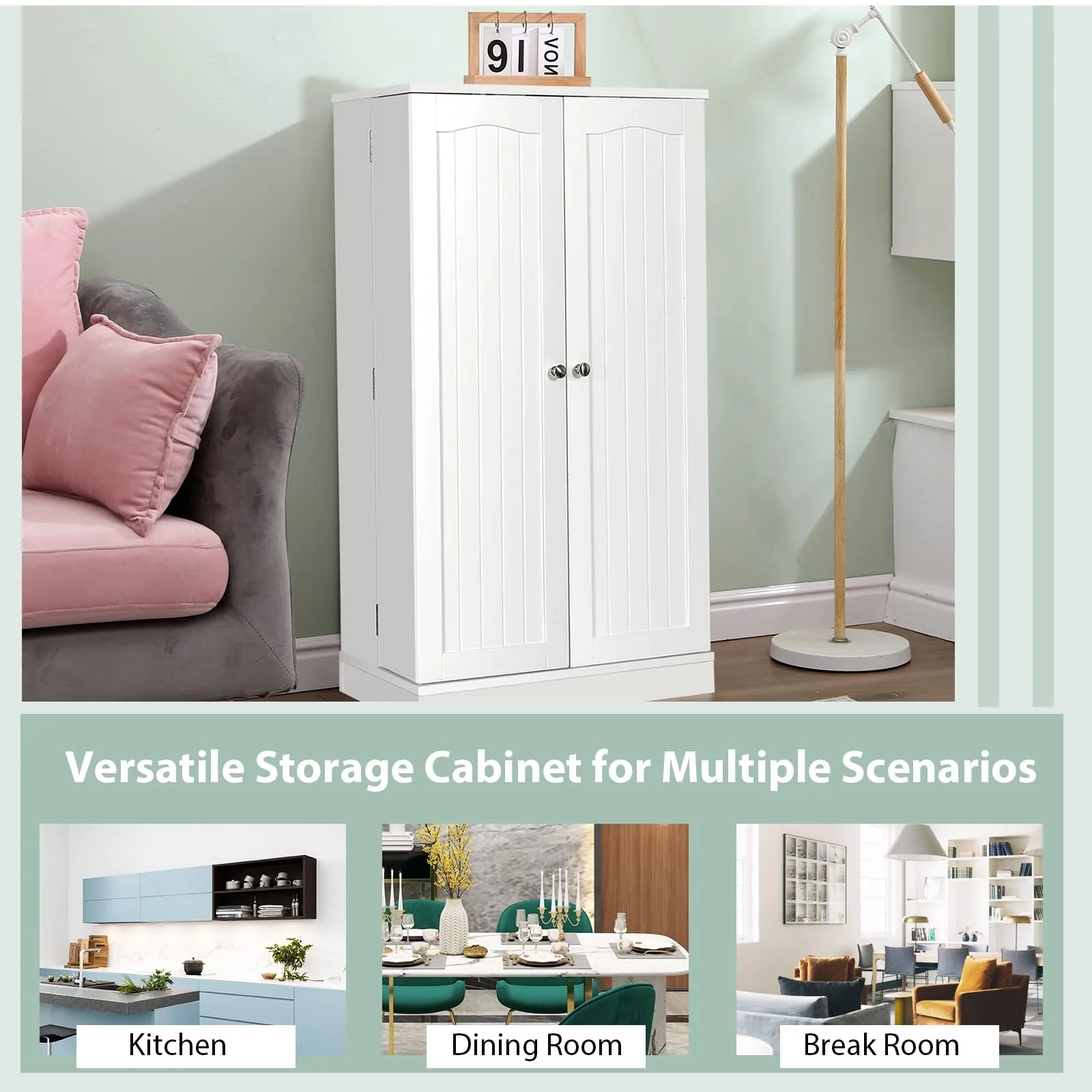 Giantex 2-Door Pantry Cabinet w/ 6 Adjustable Shelves, 17-Tier Buffet Sideboard, Kitchen Storage Cabinet