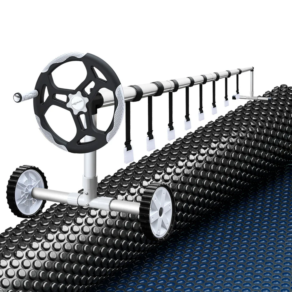 Aqua Buddy Pool Cover 600 Micron 8.5x4.2m w/ Roller 5.55m Swimming Pools Black Solar Blanket