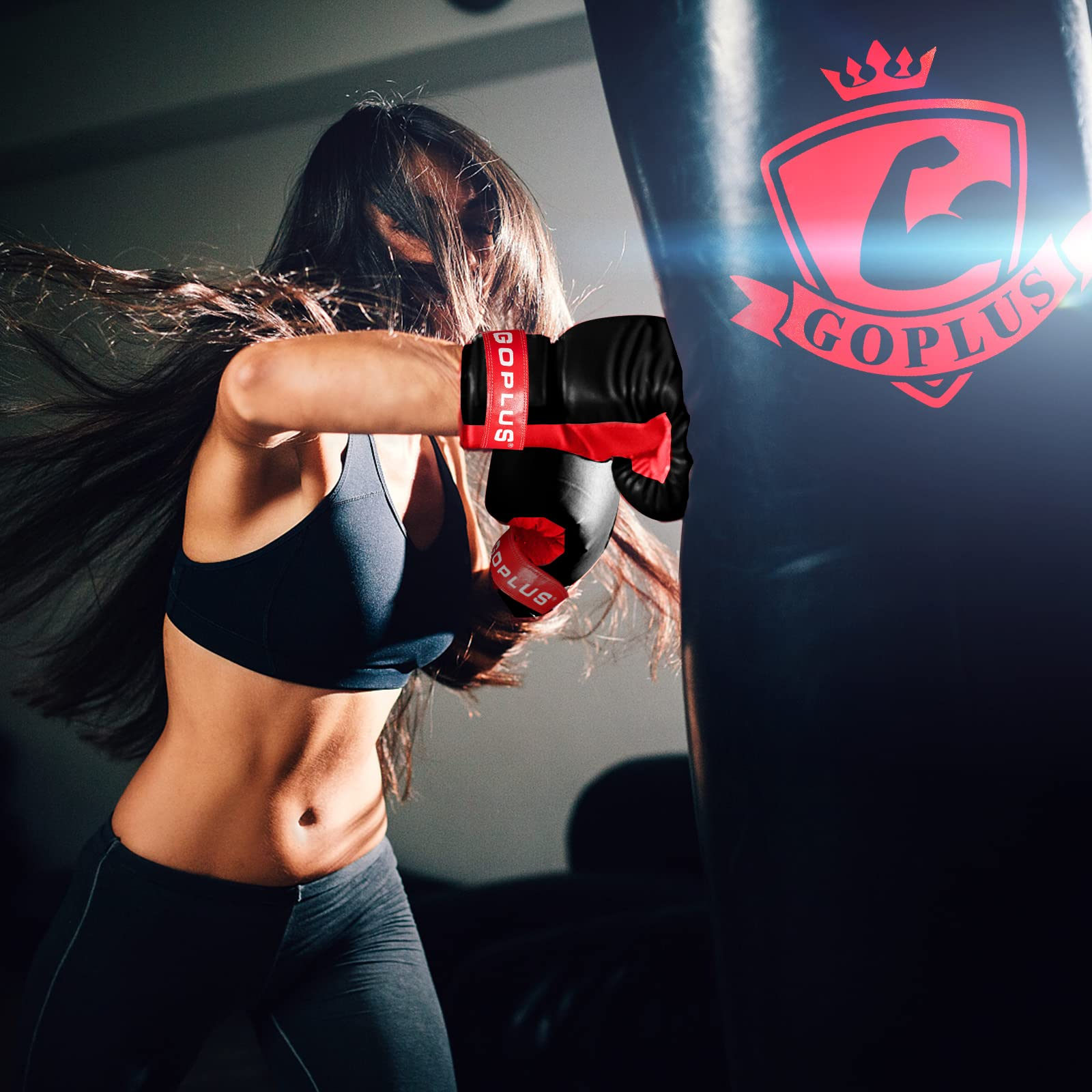 Punching Bag for Adults, 63LBS Filled Hanging Boxing Bag Set with 12OZ Boxing Gloves & 95