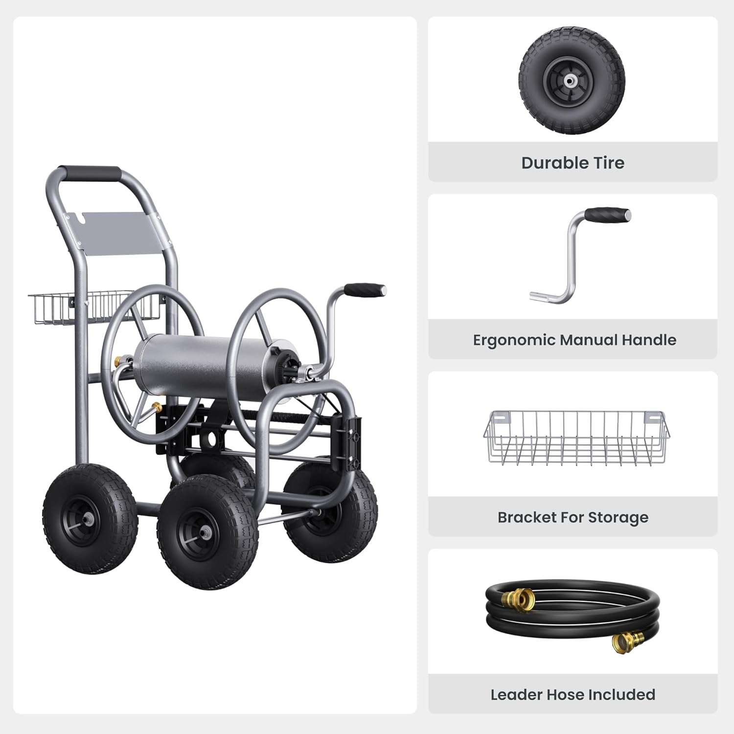 Giraffe Tools Hose Reel Cart, Hose Cart with Wheels Heavy Duty