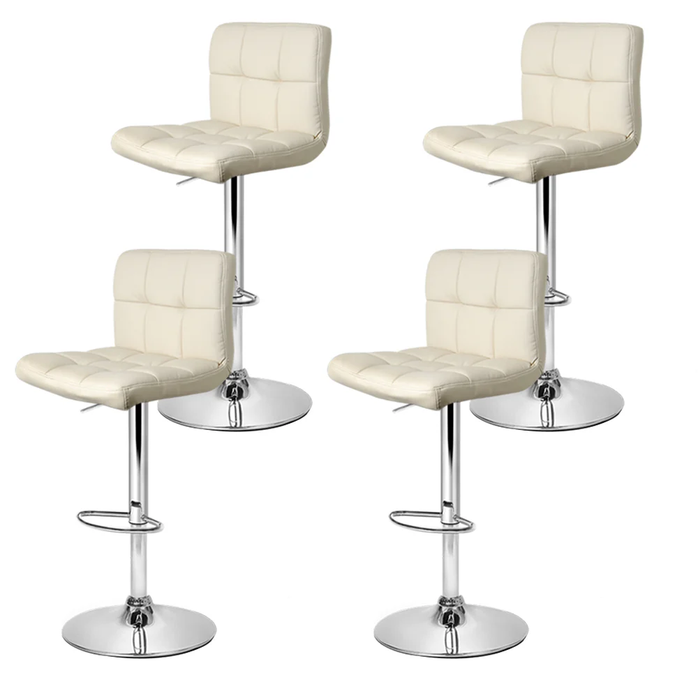 Artiss 4x Bar Stools Leather Gas Lift Beige