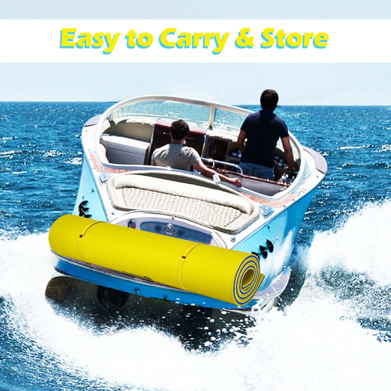 18 x 6 FT Floating Water Pad, 3-Layer XPE Foam Water Mat with Rolling Pillow, Floating Island for River Lake Ocean