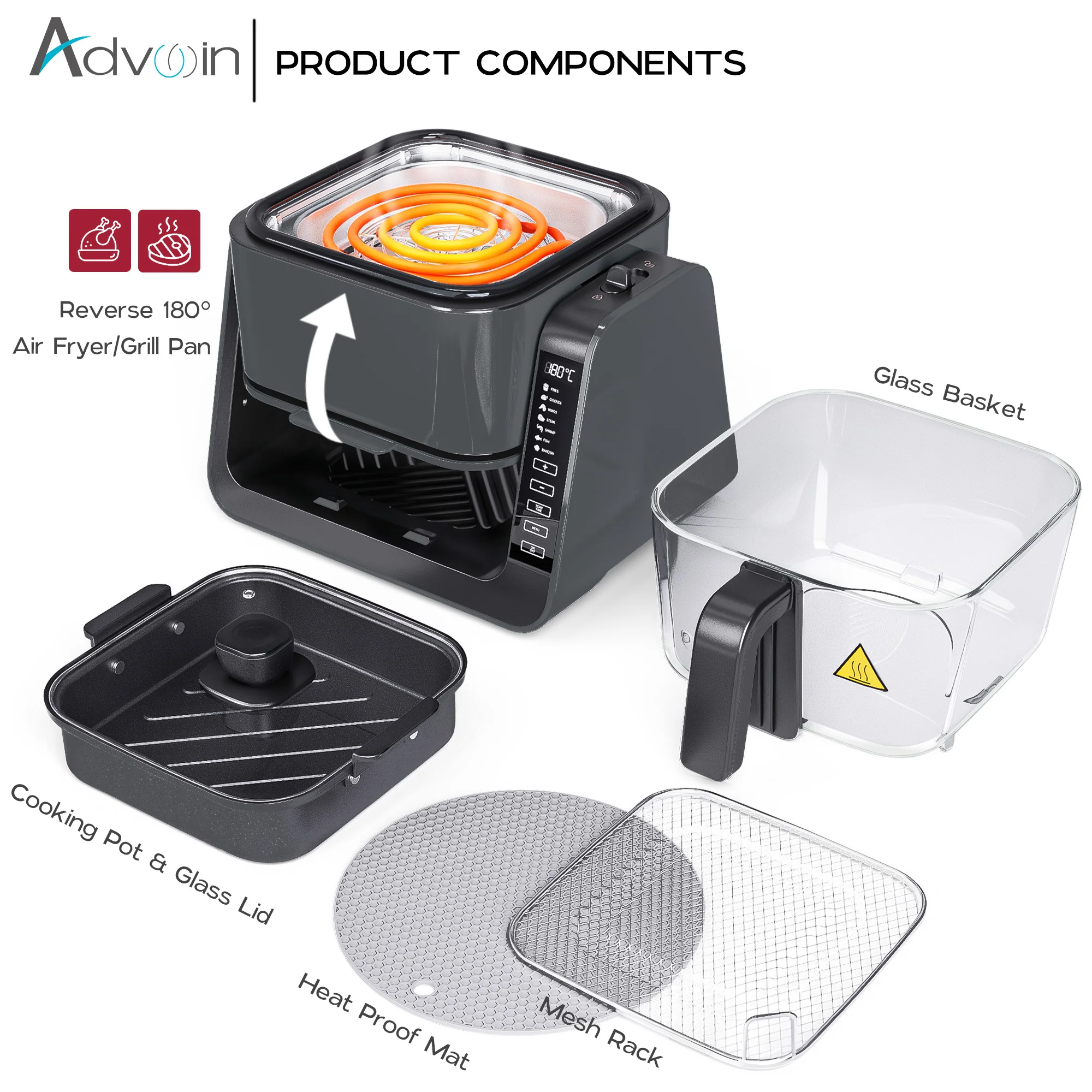 Multi-Functions Electric Air Fryer with Grill