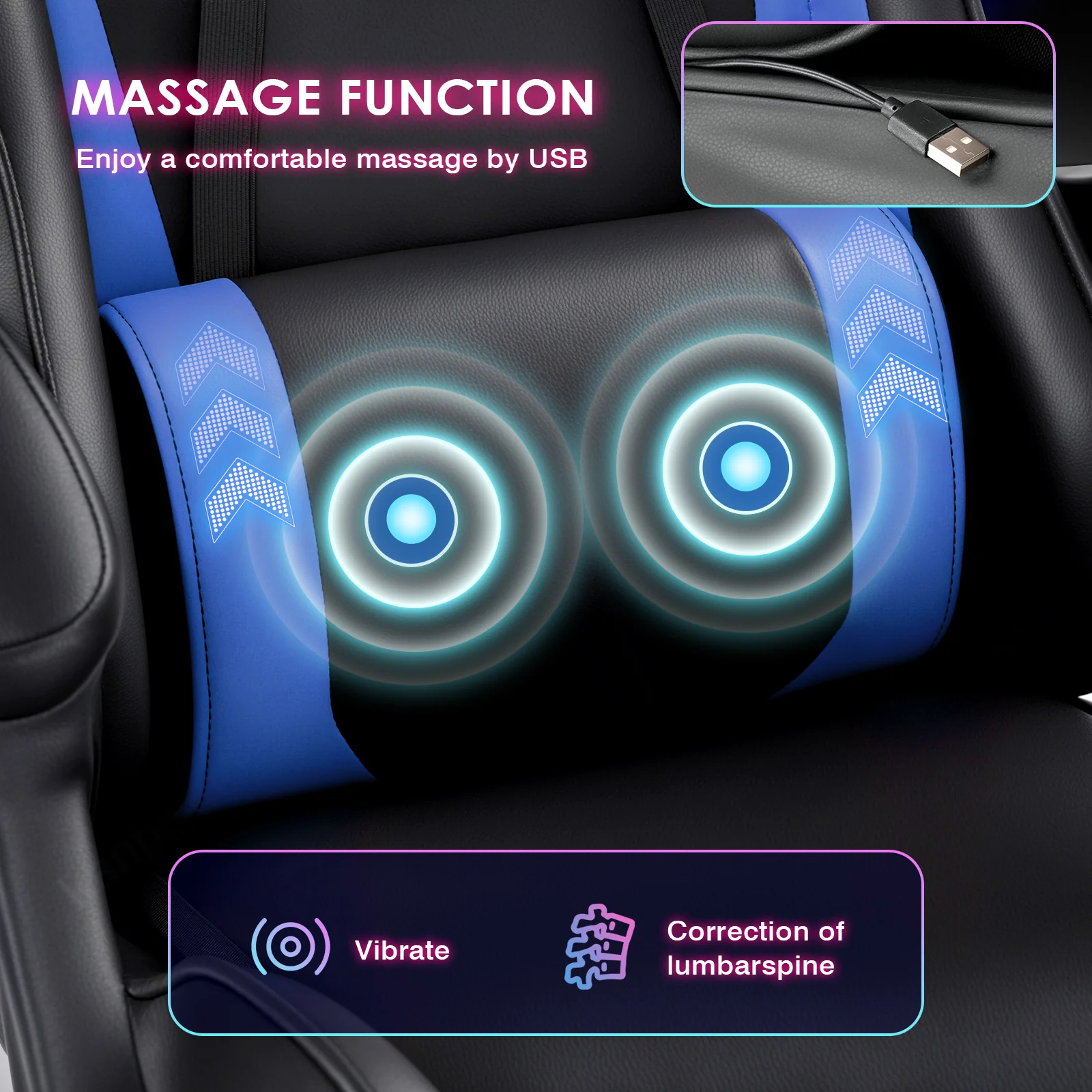 Gaming Desk and Gaming Chair Set Black & Blue