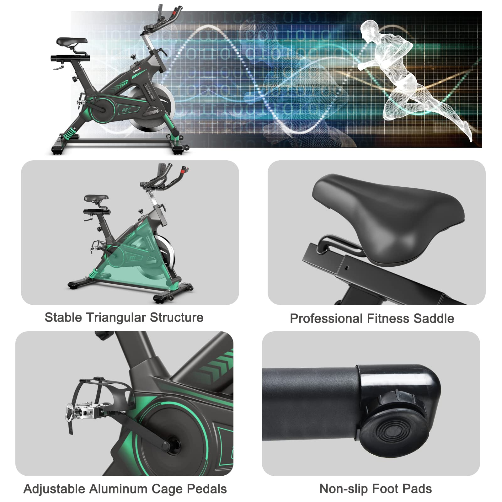 Indoor Cycling Bike, Stationary Exercise Bike Workout Bike with Device Holders