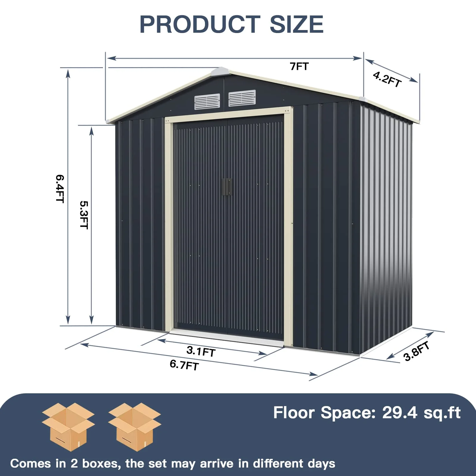 Storage Shed, Metal Outdoor Building Organizer