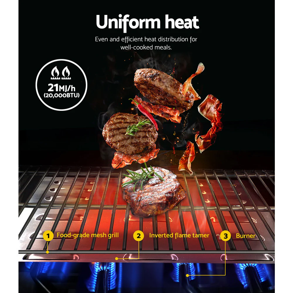 Grillz Portable Gas BBQ Grill 2 Burners with 2 Plates