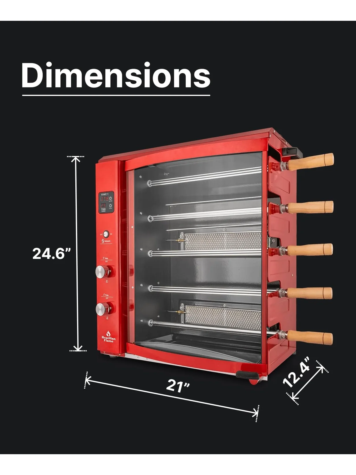 Brazilian Flame Churrasco? Gas Rotisserie Oven Grill Roaster with Auto Rotating Skewers for Rotisserie Chicken, Brazilian Style BBQ and Churrasco, Shawarma Machine, Propane Grill - 2024 Series