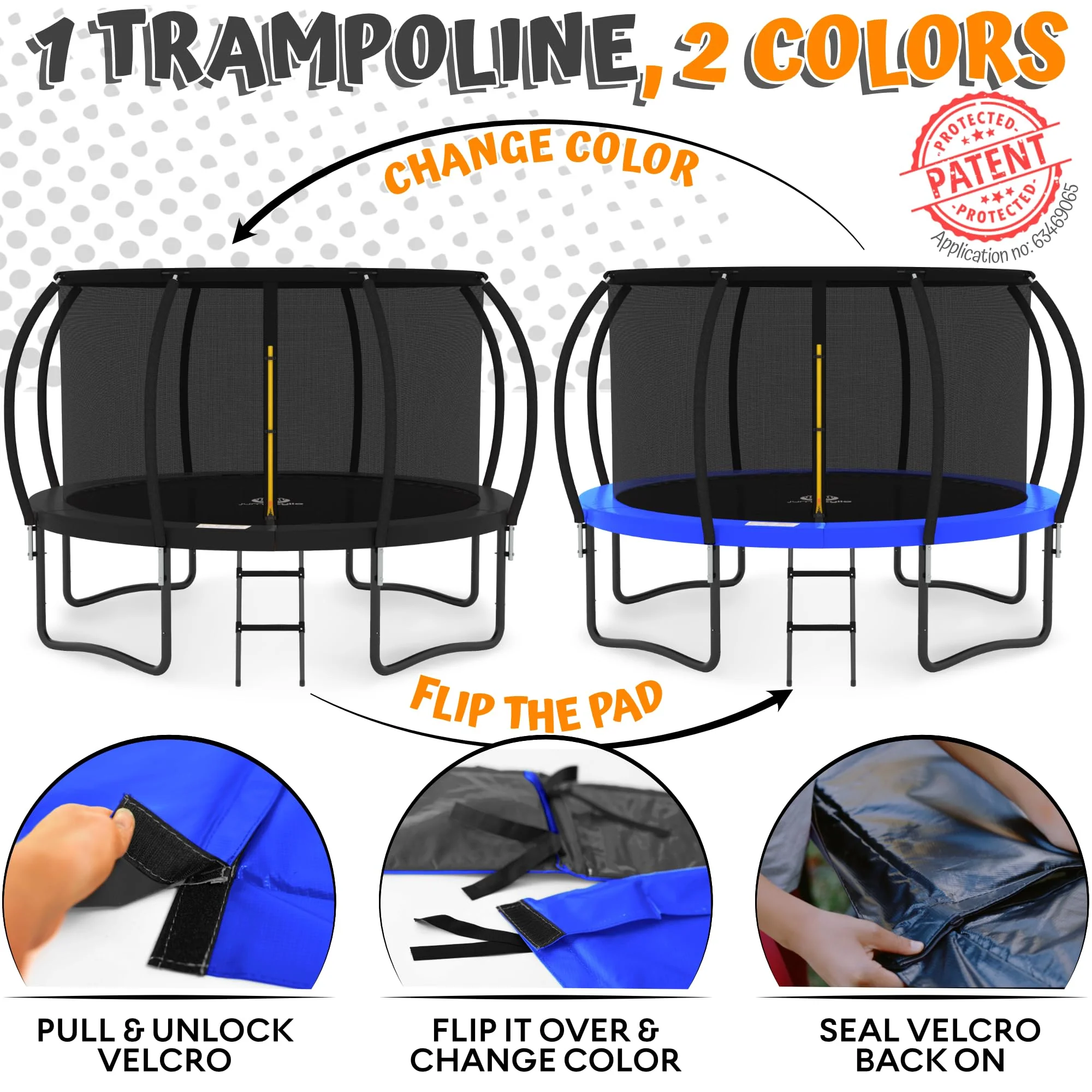 JUMPZYLLA 8FT Trampoline Outdoor with Enclosure for Kids