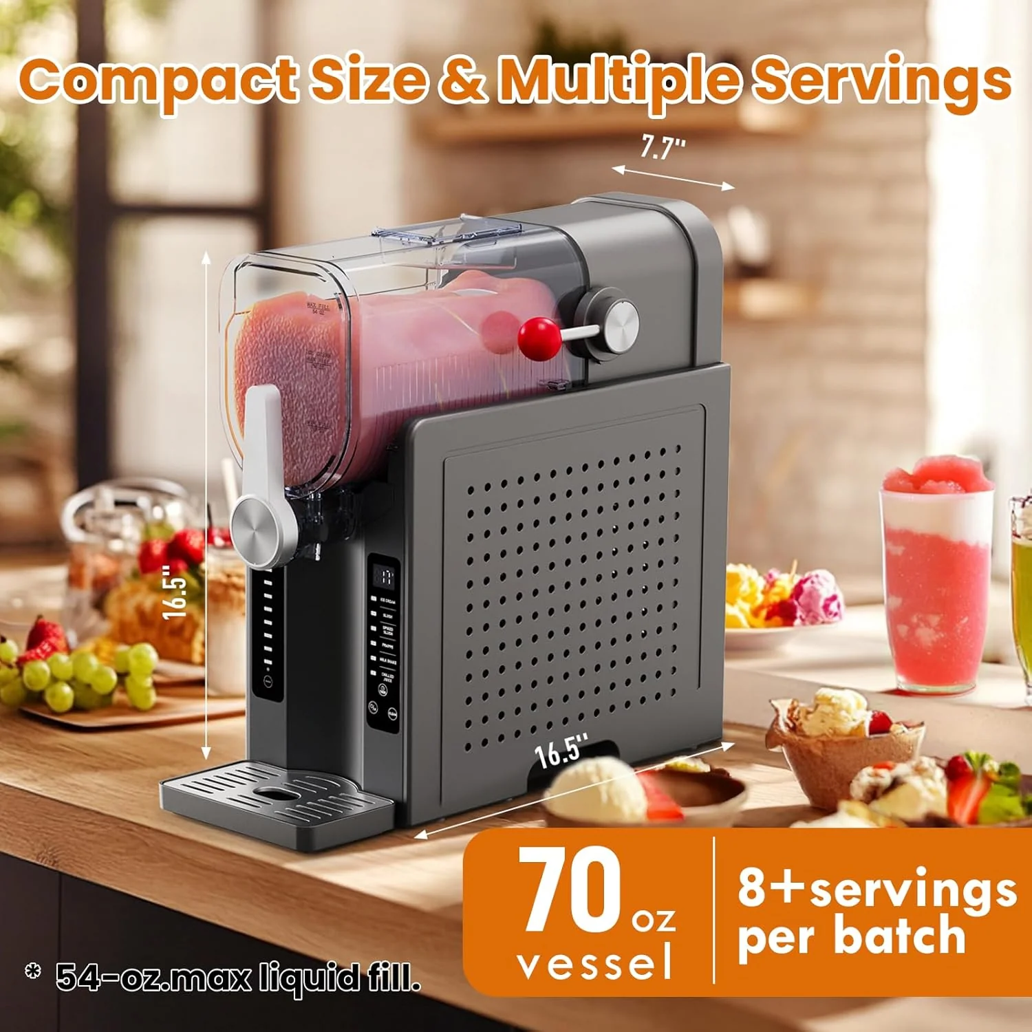 Slushie Machine - Professional Frozen Drink Maker No Ice Needed- Slushy Machine for Home with LED Display - One-Touch Reservation & 6 Pre-set Programs for Frozen Margaritas, Frapp��s & Ice Cream