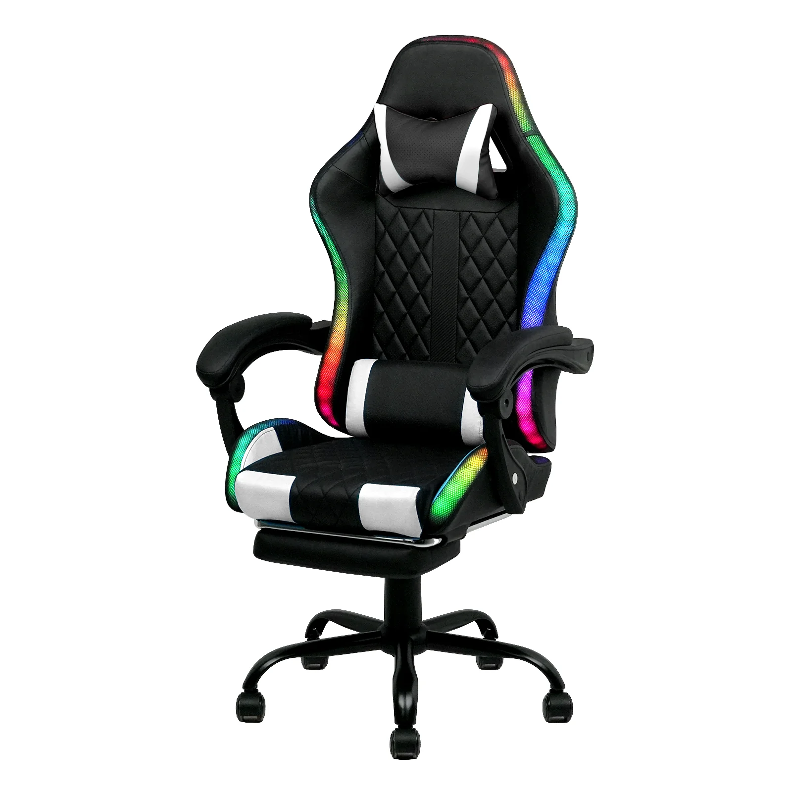 Gaming Chair 12 RGB LED Massage Chair  White
