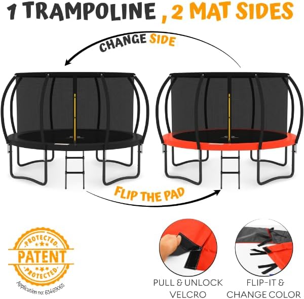 JUMPZYLLA Trampoline 8FT 10FT 12FT 14FT 15FT 16FT Trampoline with Enclosure - Recreational Trampolines with Ladder and AntiRust Coating, ASTM Approval Outdoor Trampoline for Kids