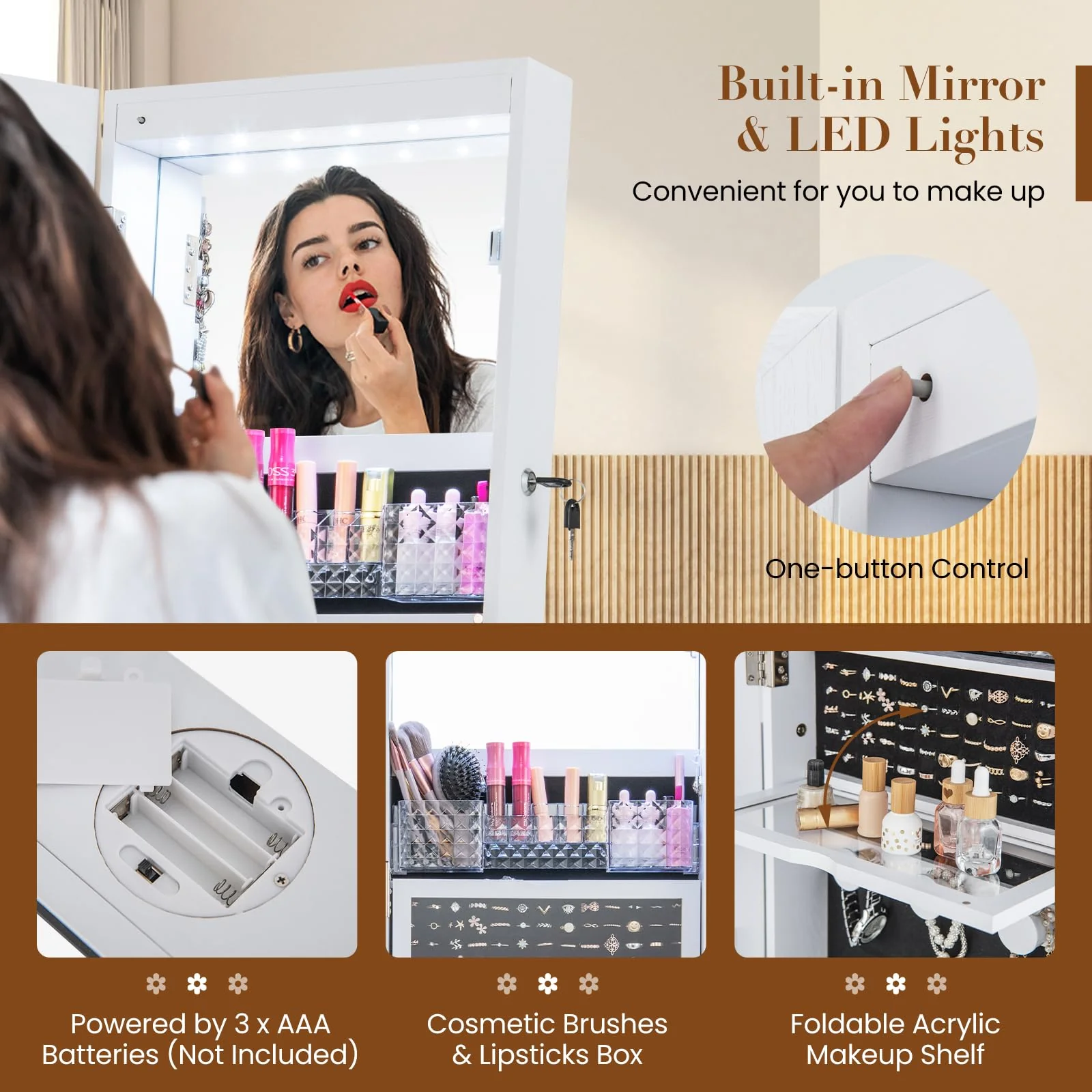 Giantex 360?? Swivel Jewelry Cabinet w/Full-Length Mirror