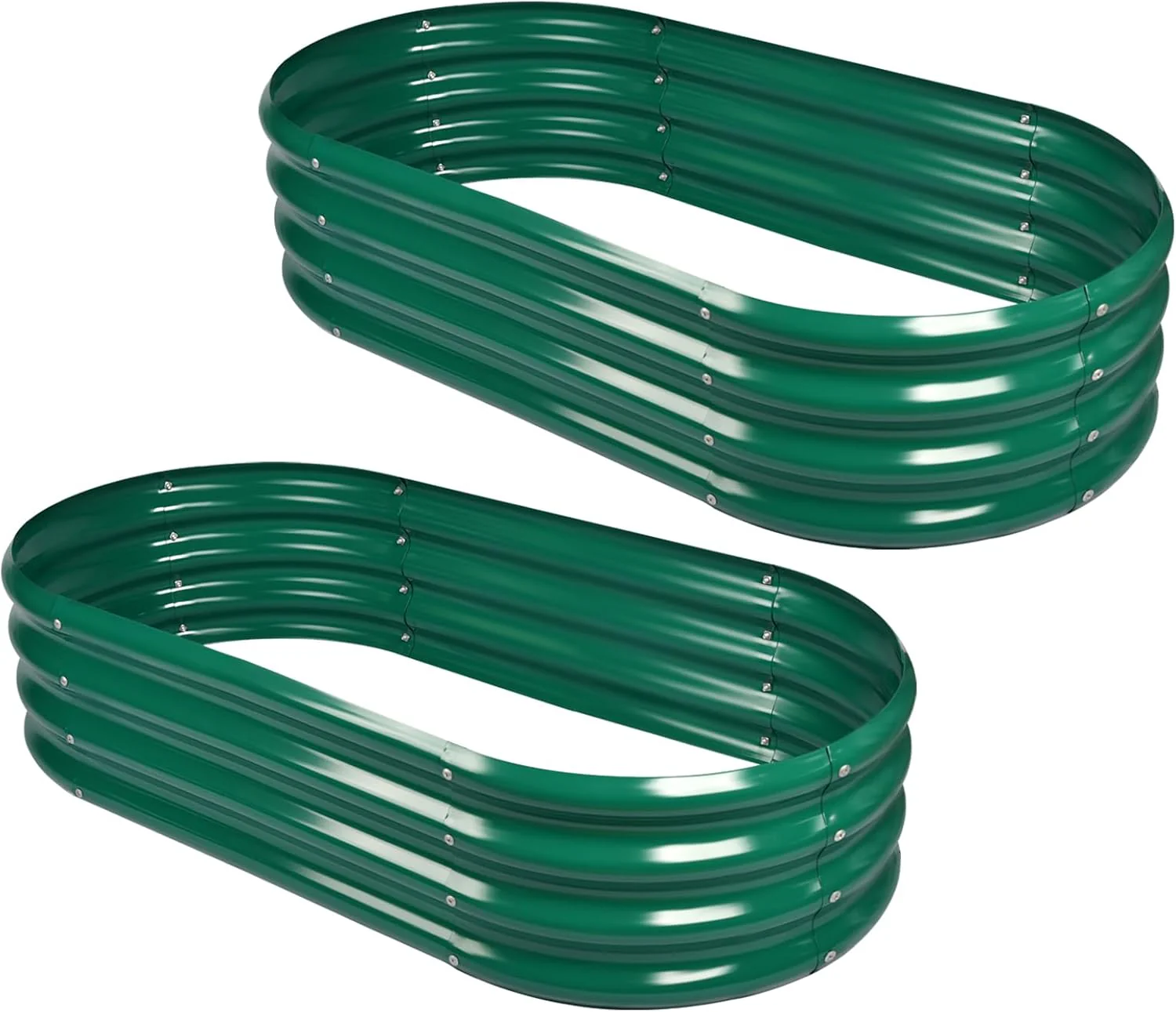 2Pcs Galvanized Raised Garden Bed Kit, 10��4��1ft Galvanized Planter Raised Garden Boxes Outdoor, Oval Large Metal Raised Garden Beds for Vegetables��������