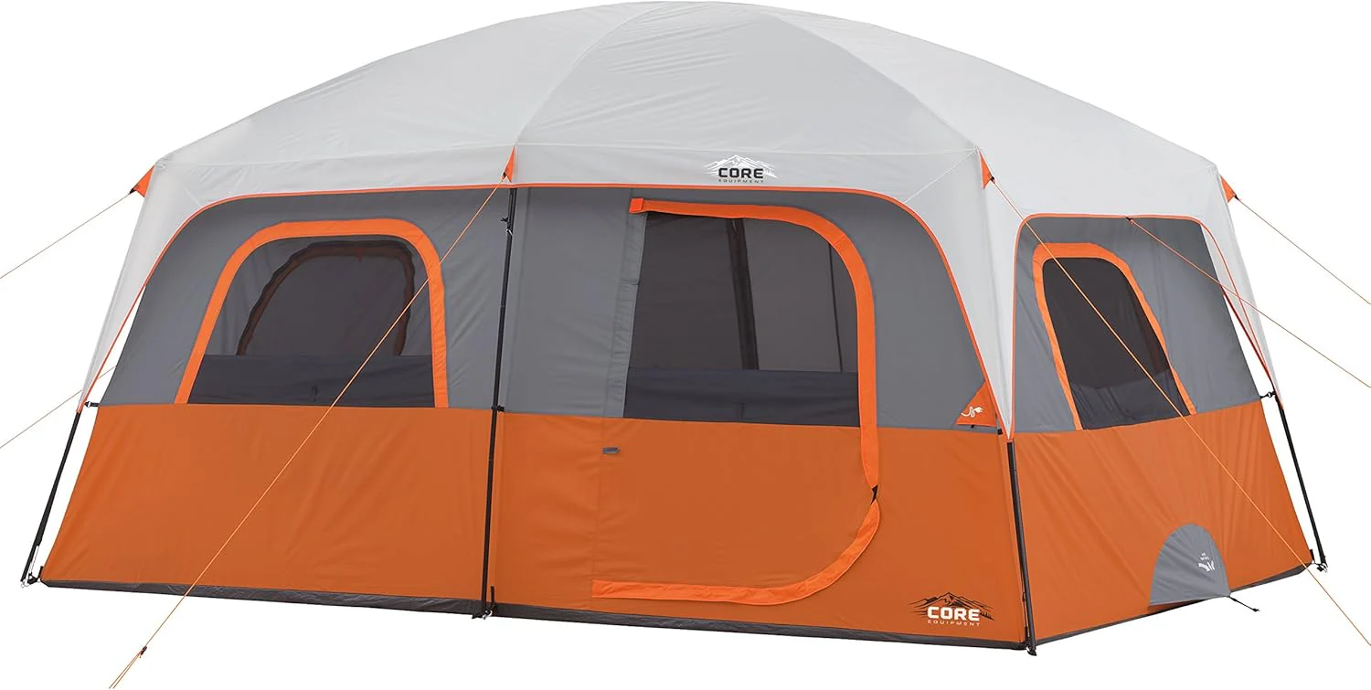 Straight Wall Cabin Tents | 10 Person / 11 Person / 12 Person Large Multi Room Family Tents for Car Camping & Outdoor Adventures