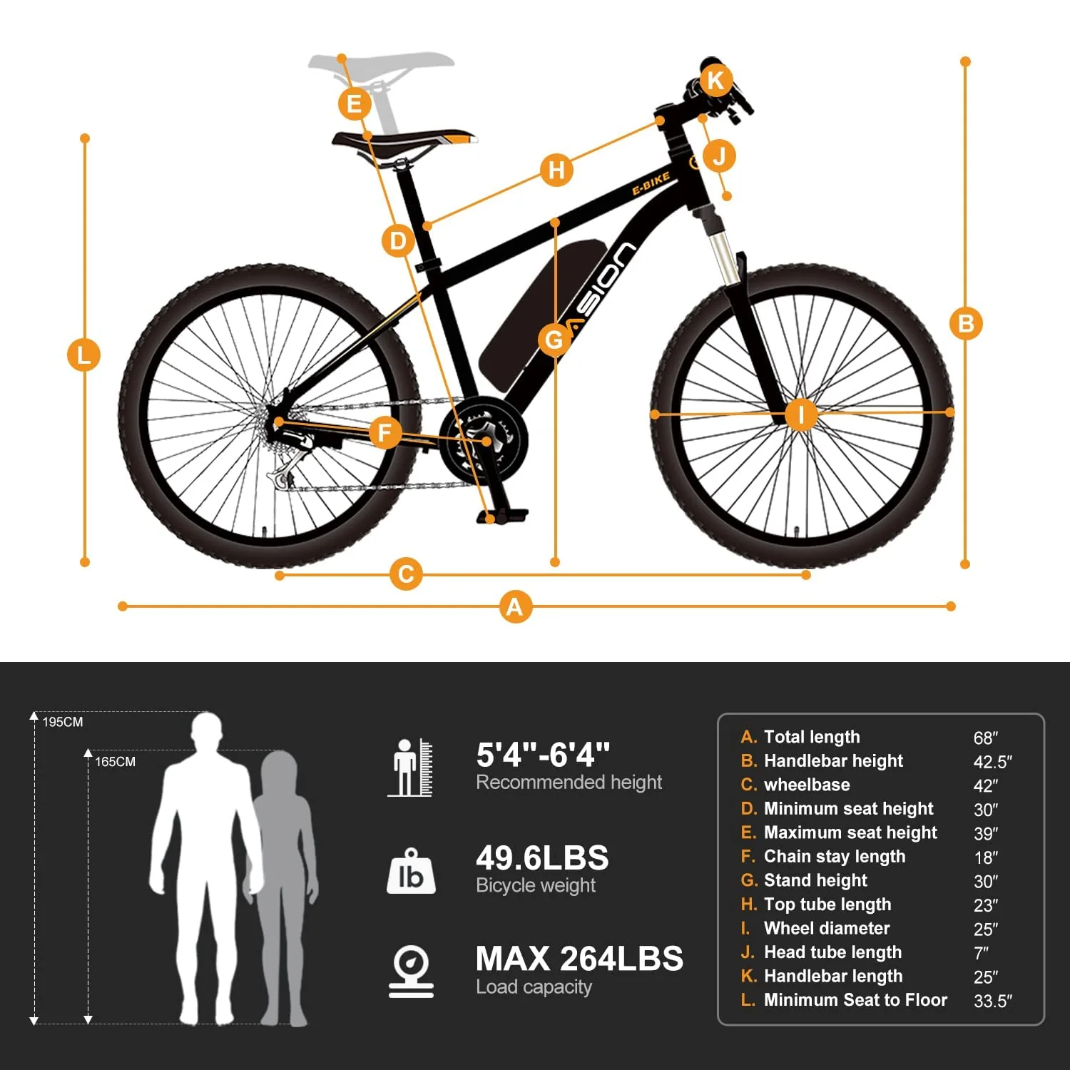 Jasion Electric Bike for Adults with 360Wh Removable Battery
