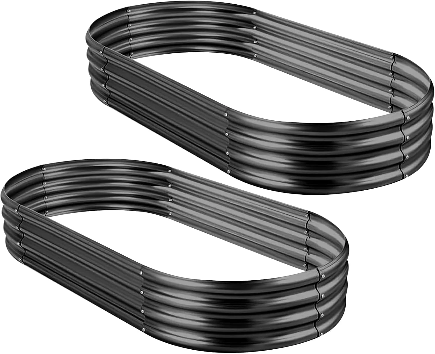 2Pcs Galvanized Raised Garden Bed Kit, 10��4��1ft Galvanized Planter Raised Garden Boxes Outdoor, Oval Large Metal Raised Garden Beds for Vegetables��������