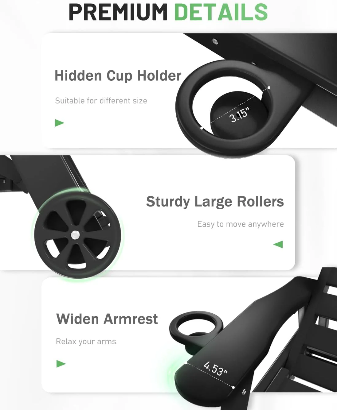 Lounge Chair Outdoor, Chaise Lounge, HDPE 6-Position Outdoor Chaise Lounge, Patio Lounge Chair with Wheels & Cup Holder for Pool Poolside Deck Backyard, Teak