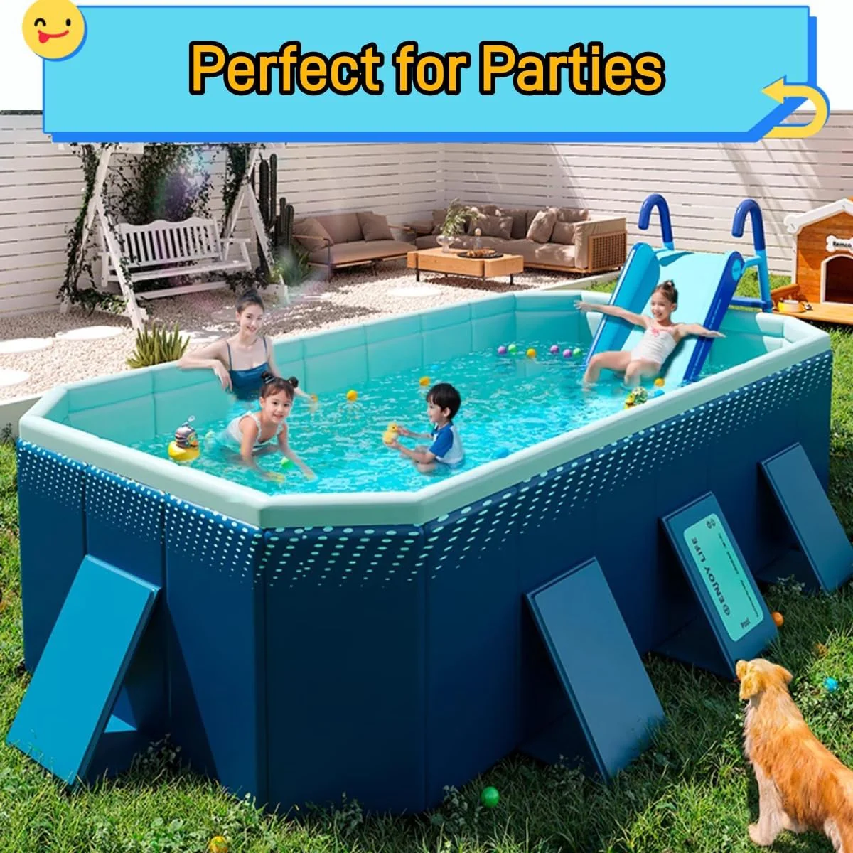 Pool Slide Inflatable Swimming Water Slide, Summer Swimming Pool Supplies Universal Trampoline Ladder Backyard Slide Home Playground Equipment