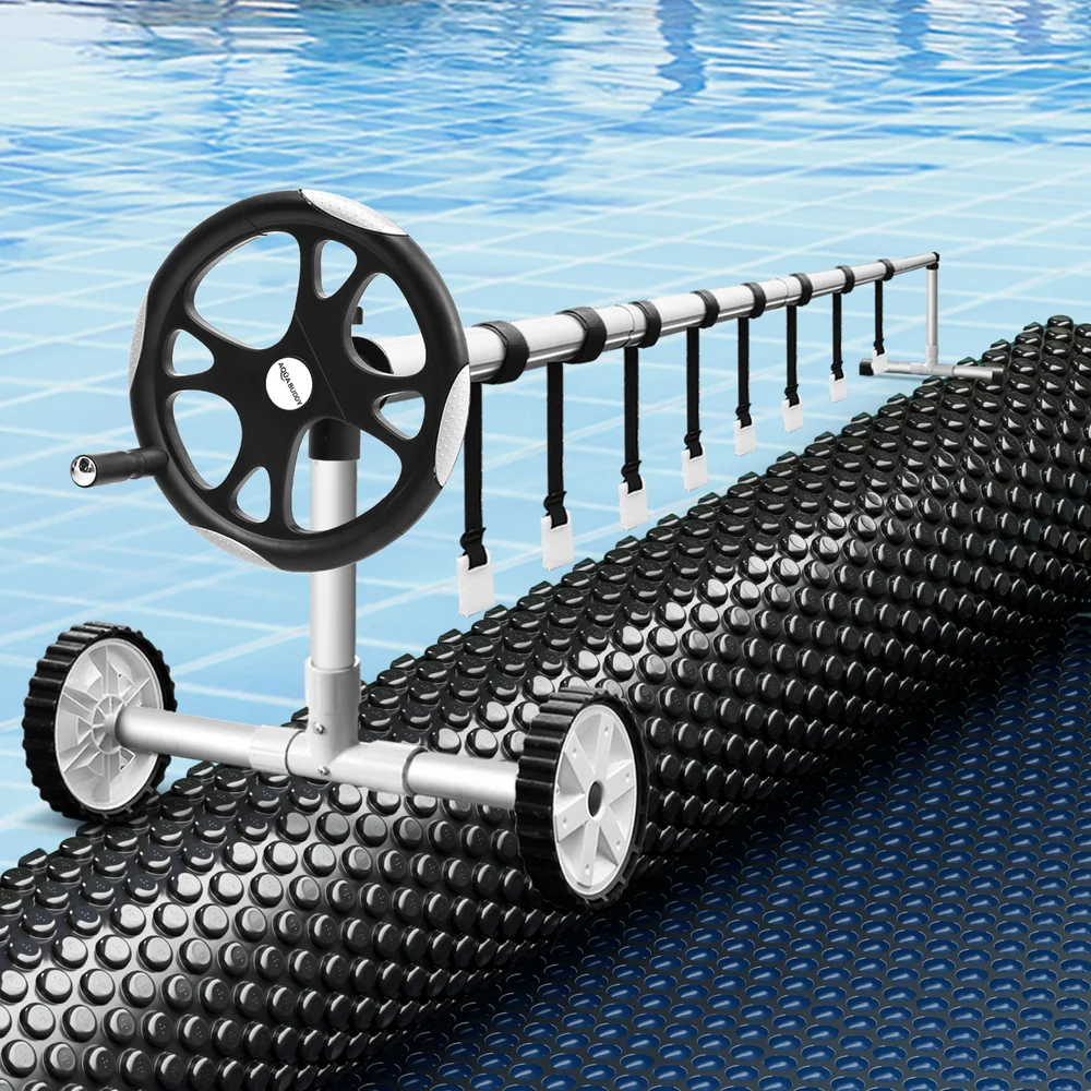 Aqua Buddy Pool Cover 600 Micron 7x4m w/ Roller 5.55m Swimming Pools Black Solar Blanket