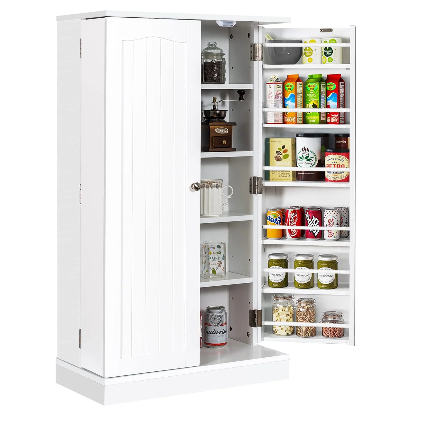 Giantex 2-Door Pantry Cabinet w/ 6 Adjustable Shelves, 17-Tier Buffet Sideboard, Kitchen Storage Cabinet