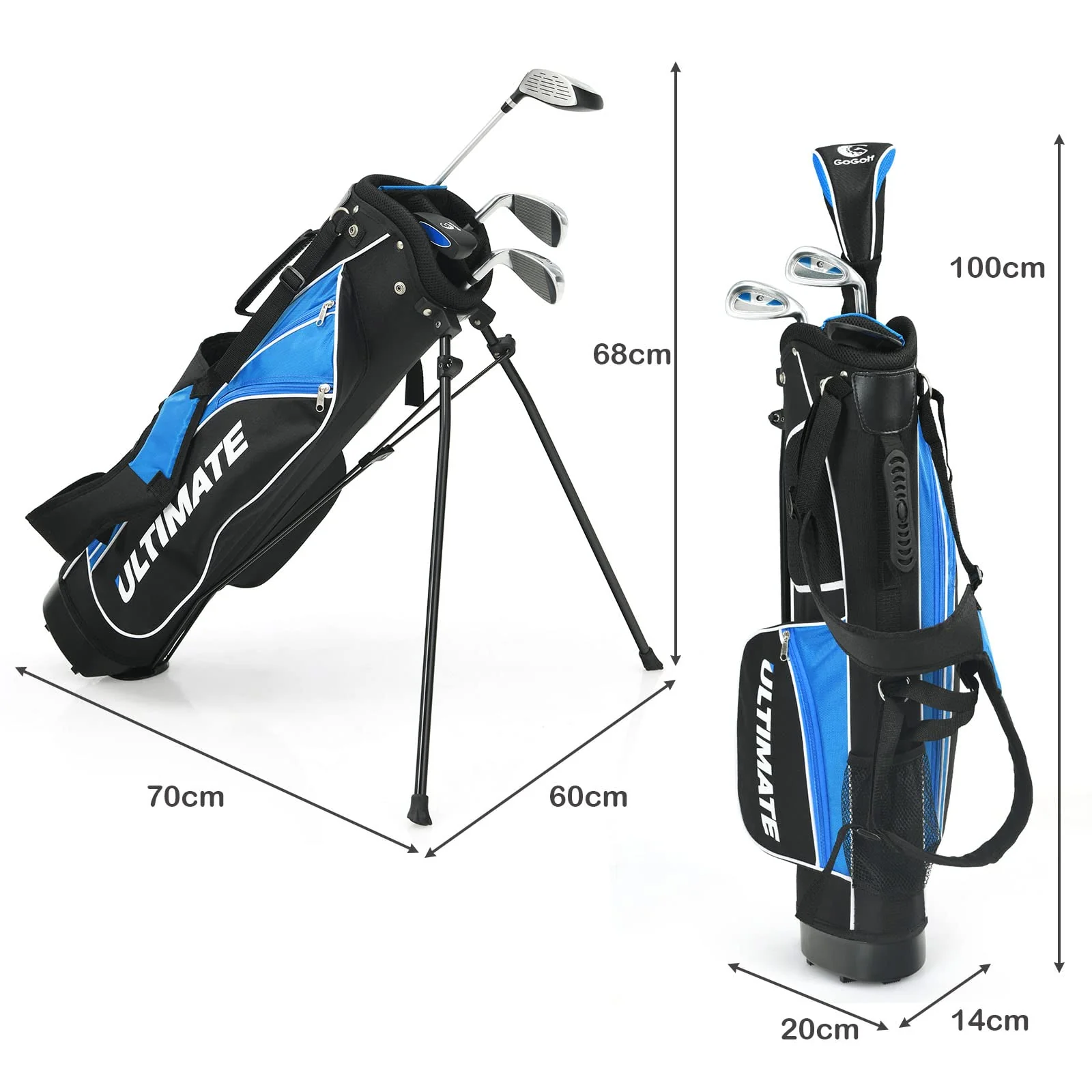Junior Complete Golf Club Set for Age 8 to 13, Includes 3# Fairway Wood, 7# & 9# Irons, Putter