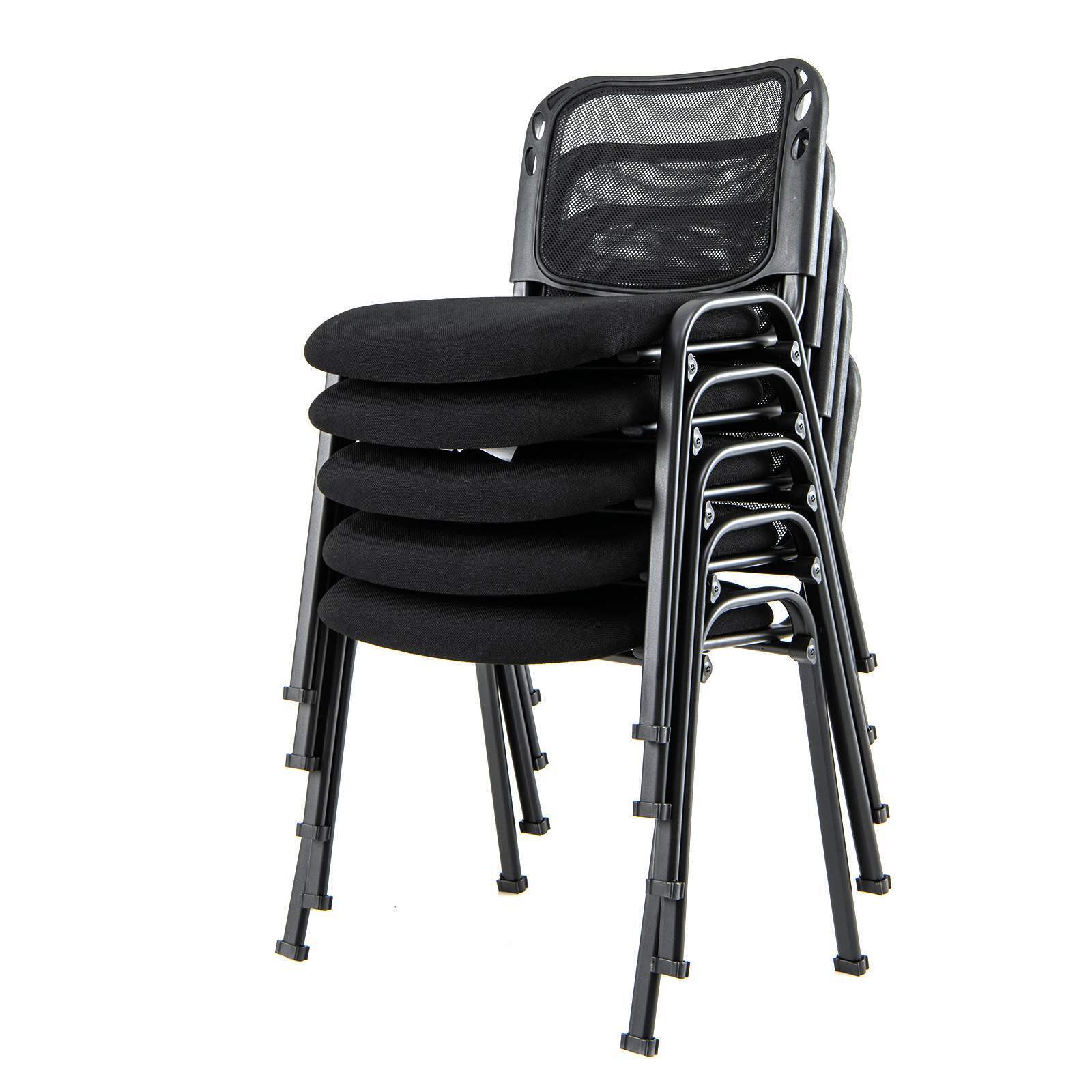 Set of 5 Office Desk Chairs Waiting Room Chair Stackable Reception Guest Chair