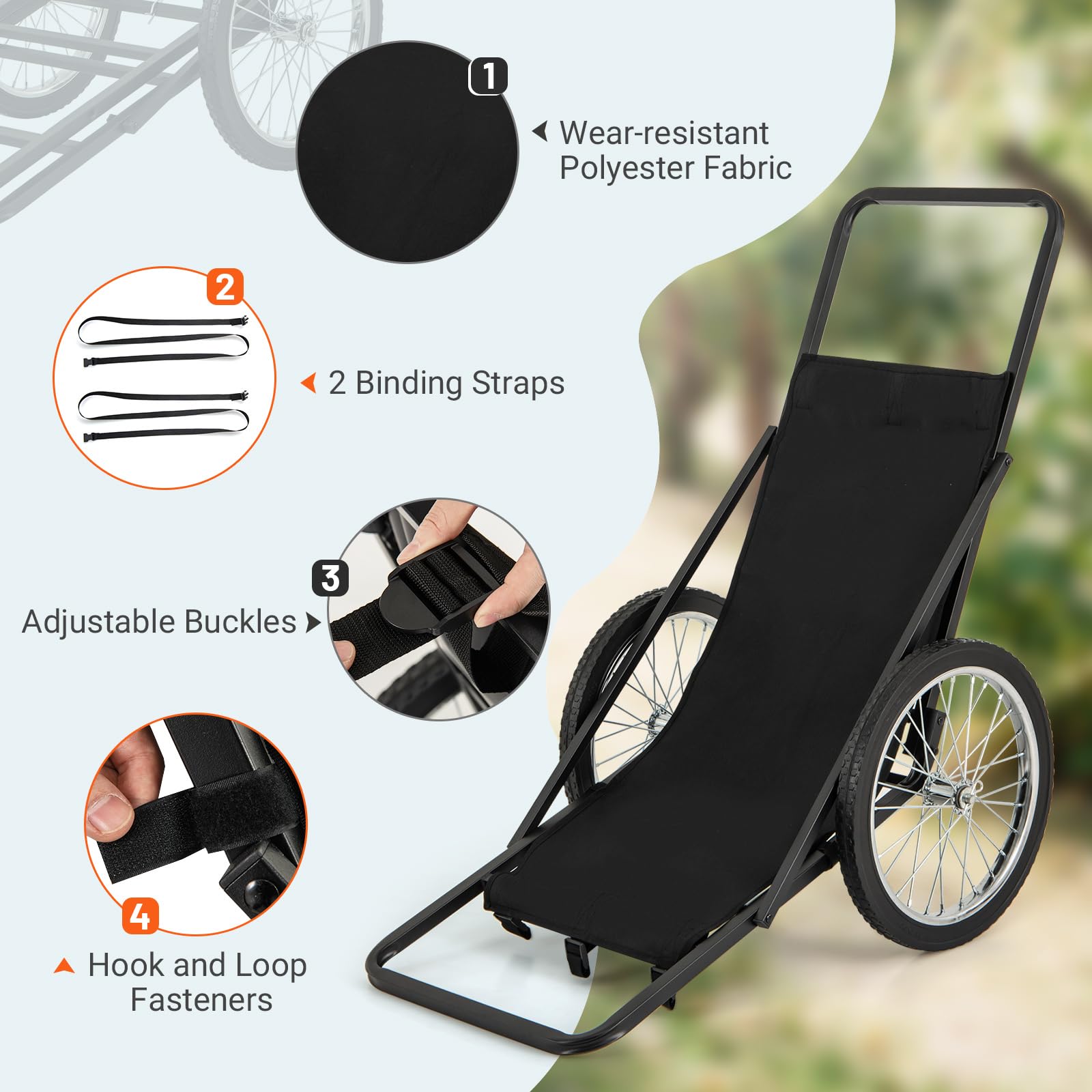 Folding Deer Cart with Polyester Liner, 550 LBS Heavy-Duty Hunting Game Hauler with 20