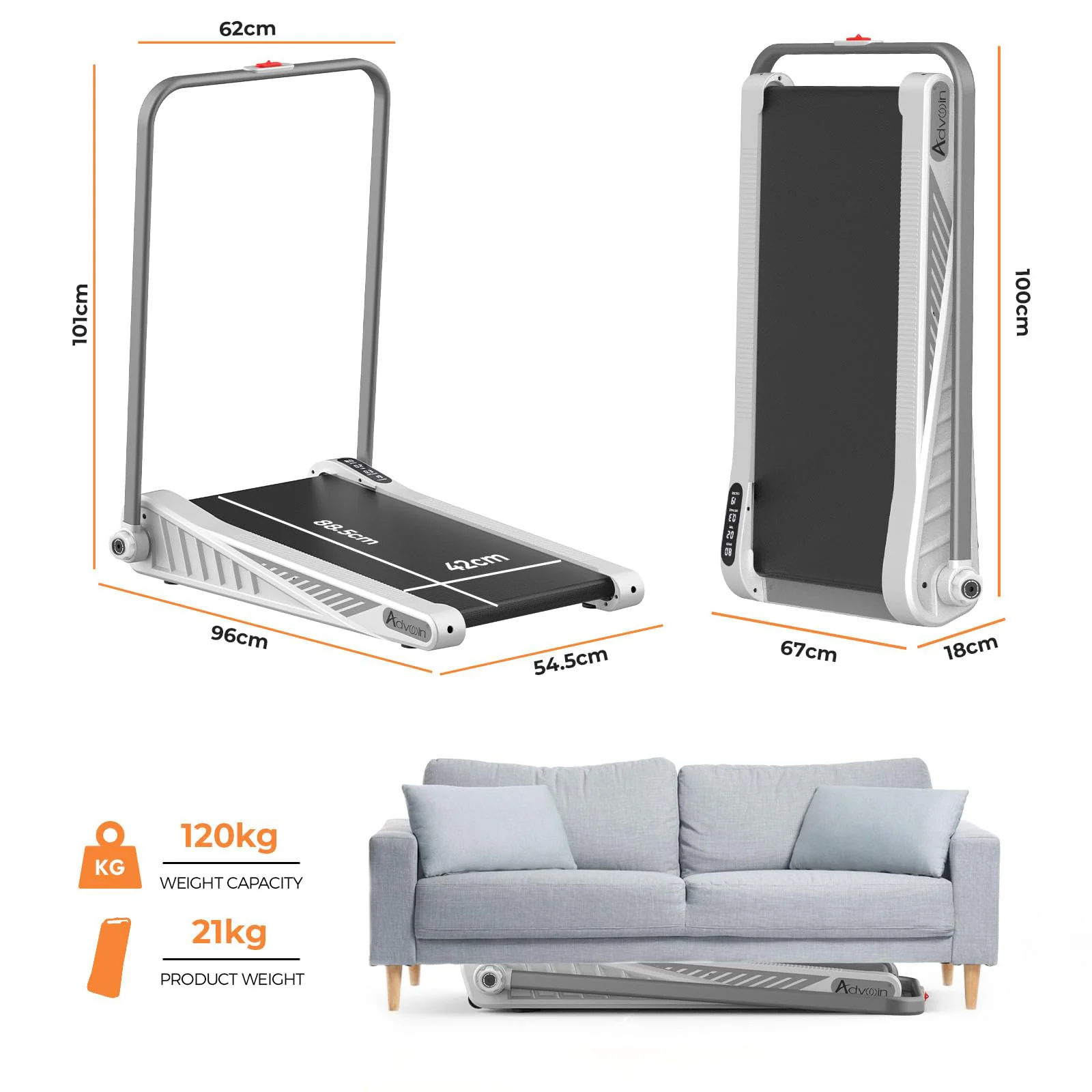 Treadmill Compact Walking Pad Silver