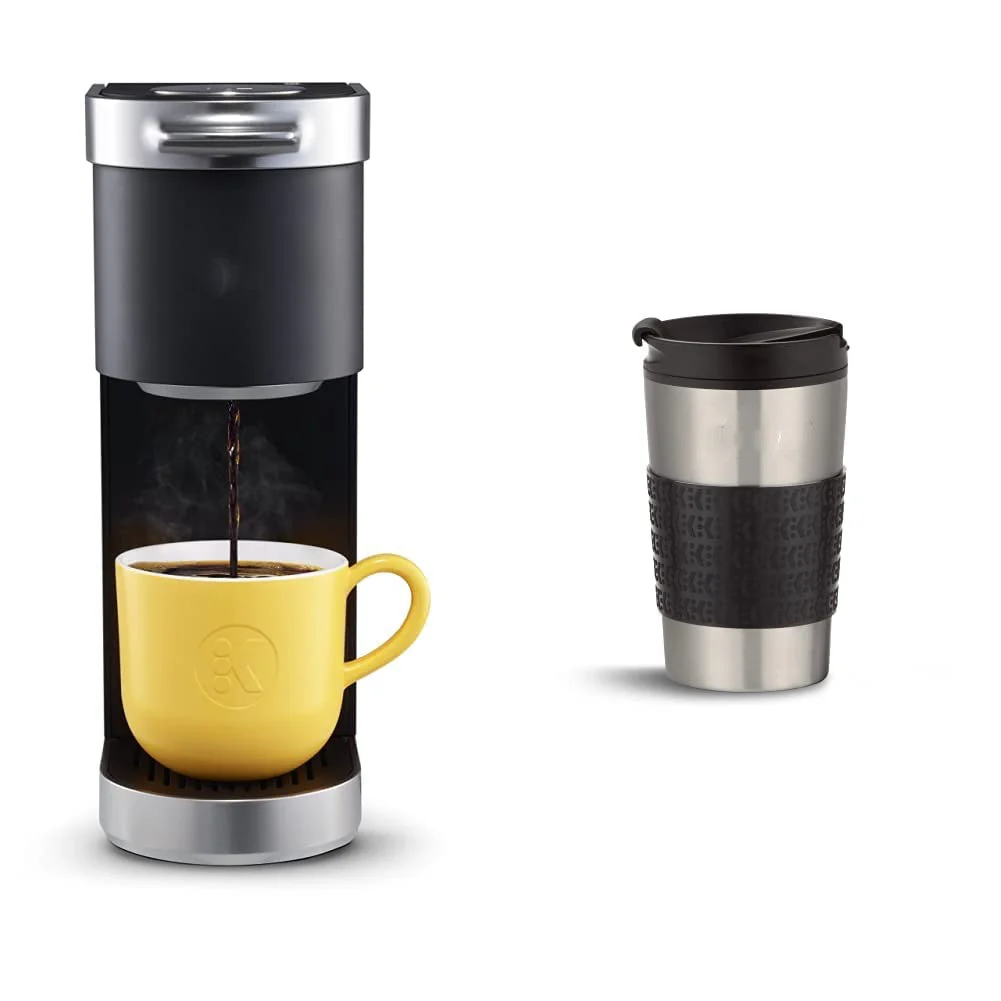 K-Mini Plus Single Serve K-Cup Pod Coffee Maker with Travel Mug (1 Count) Bundle