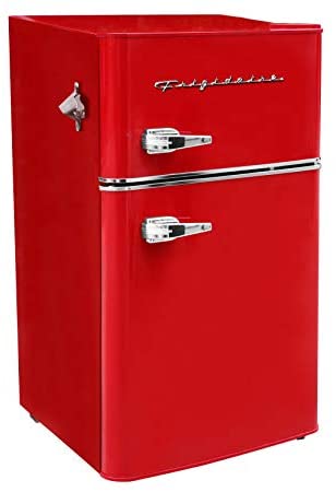 Frigidaire EFR840-RED 3.2 Cu Ft Red 2 Door Retro Bar Fridge with Side Bottle Opener