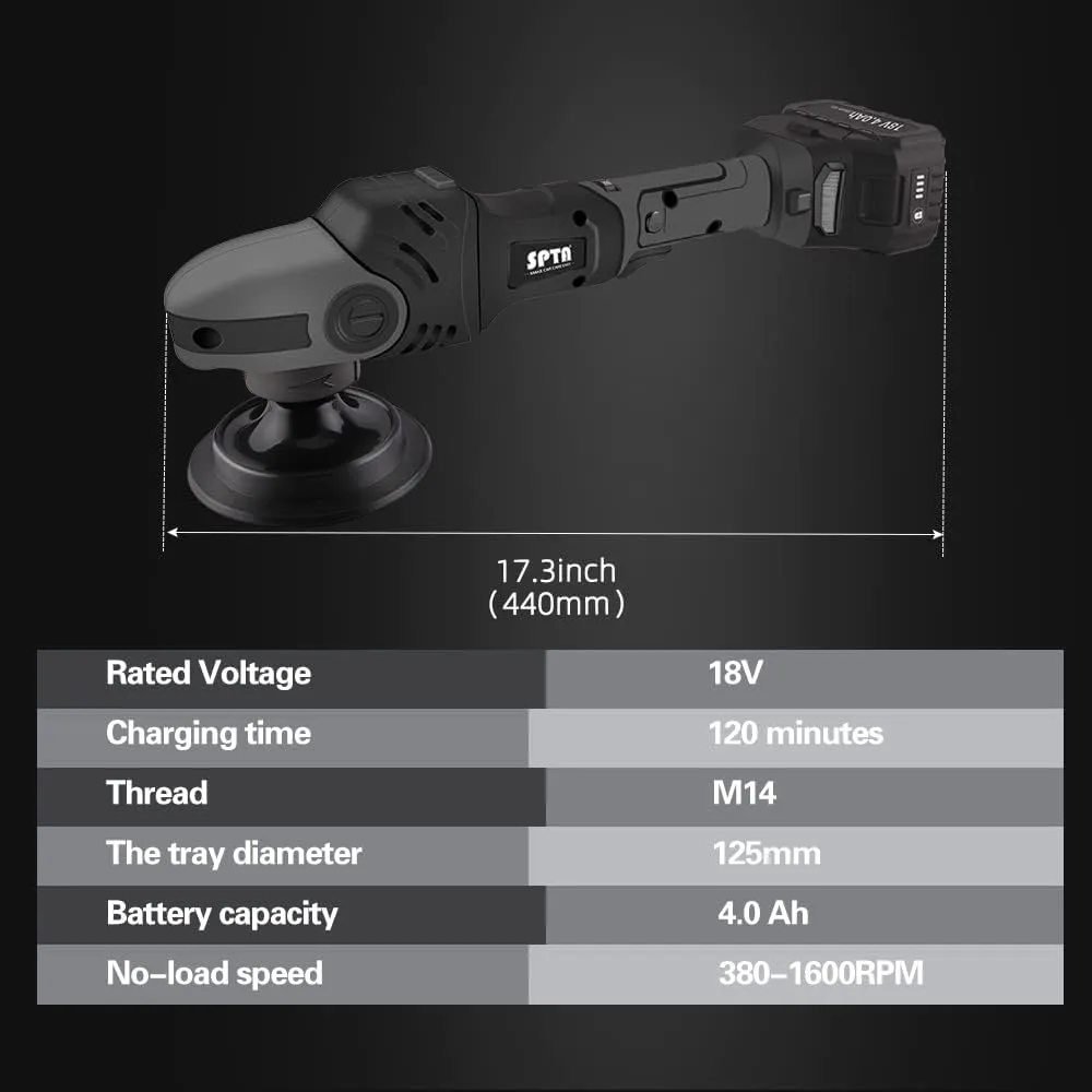 Buffer Polisher, 18V Cordless Rotary Polisher, 4Inch & 5Inch Car Polisher with 7 Variable Speed 2Pcs 4.0Ah Battery, 2 Backing Plate, 6 Polishing Pads, 2 Wool Pads for Car Polishing and Waxing