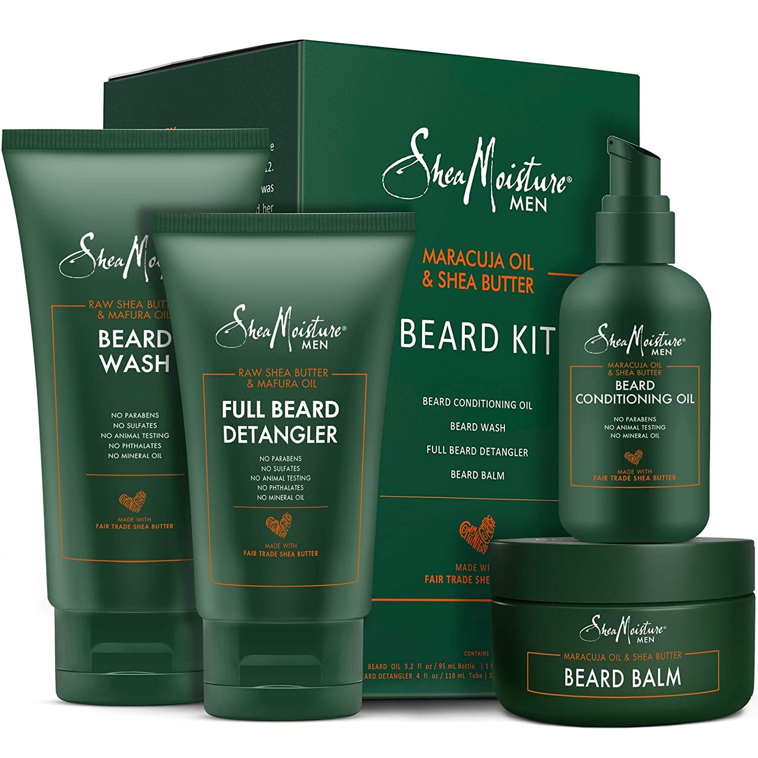 2024 SheaMoisture Beard Kit for Men  Beard Wash  Beard Balm  Beard Oil  Beard Conditioner  Complete Beard Grooming Kit  Gifts for Men  Gifts for Husband  Natural Ingredients  Shea Butter & Maracuja Oil