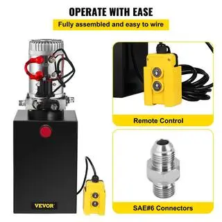 12 qt. 12-Volt 3200 PSI Hydraulic Power Pump Electric Dump Trailer Pump with Steel Reservoir for Car Lift 12LDZYCZYYBTX0001V0