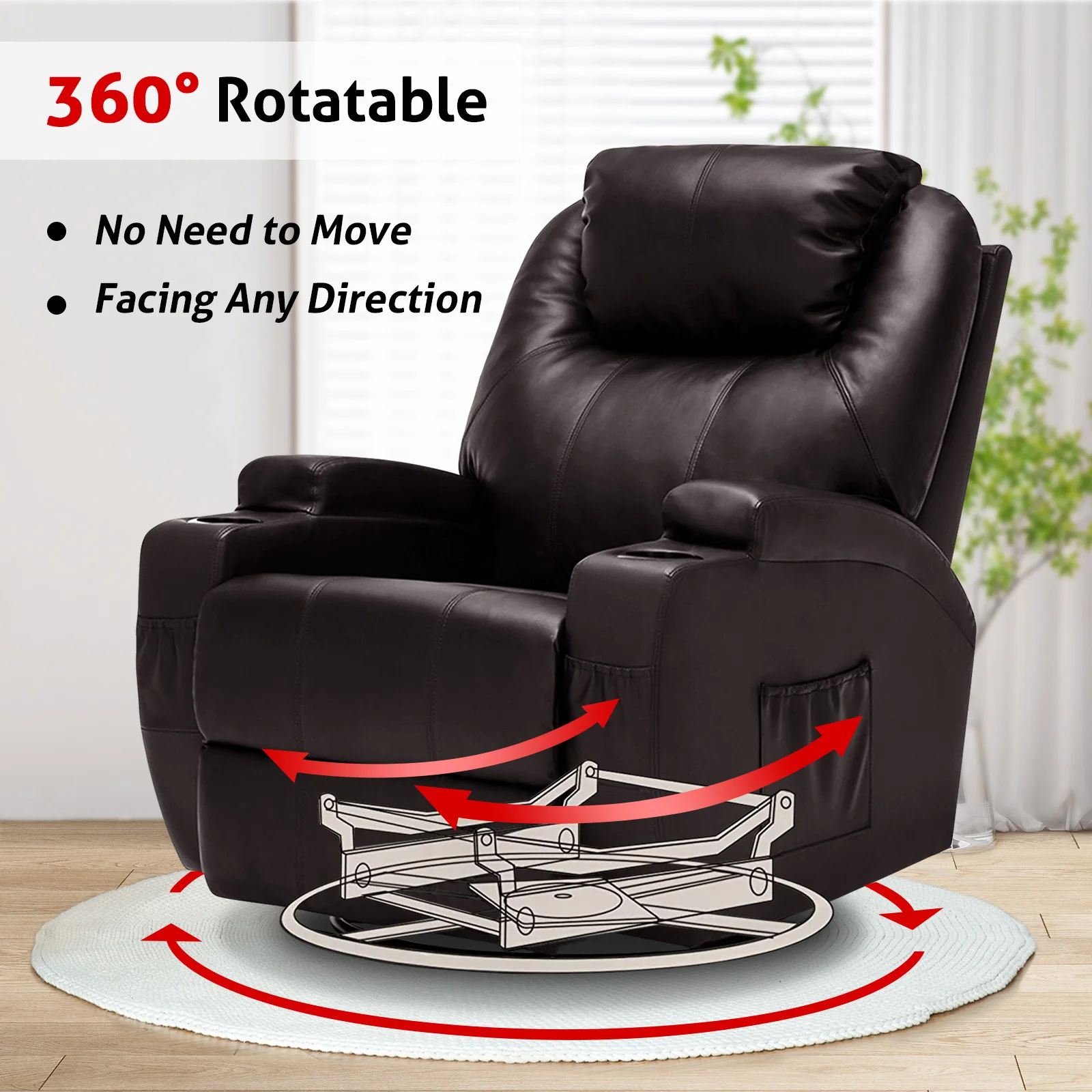 Recliner Massage Chair Sofa PU Leather