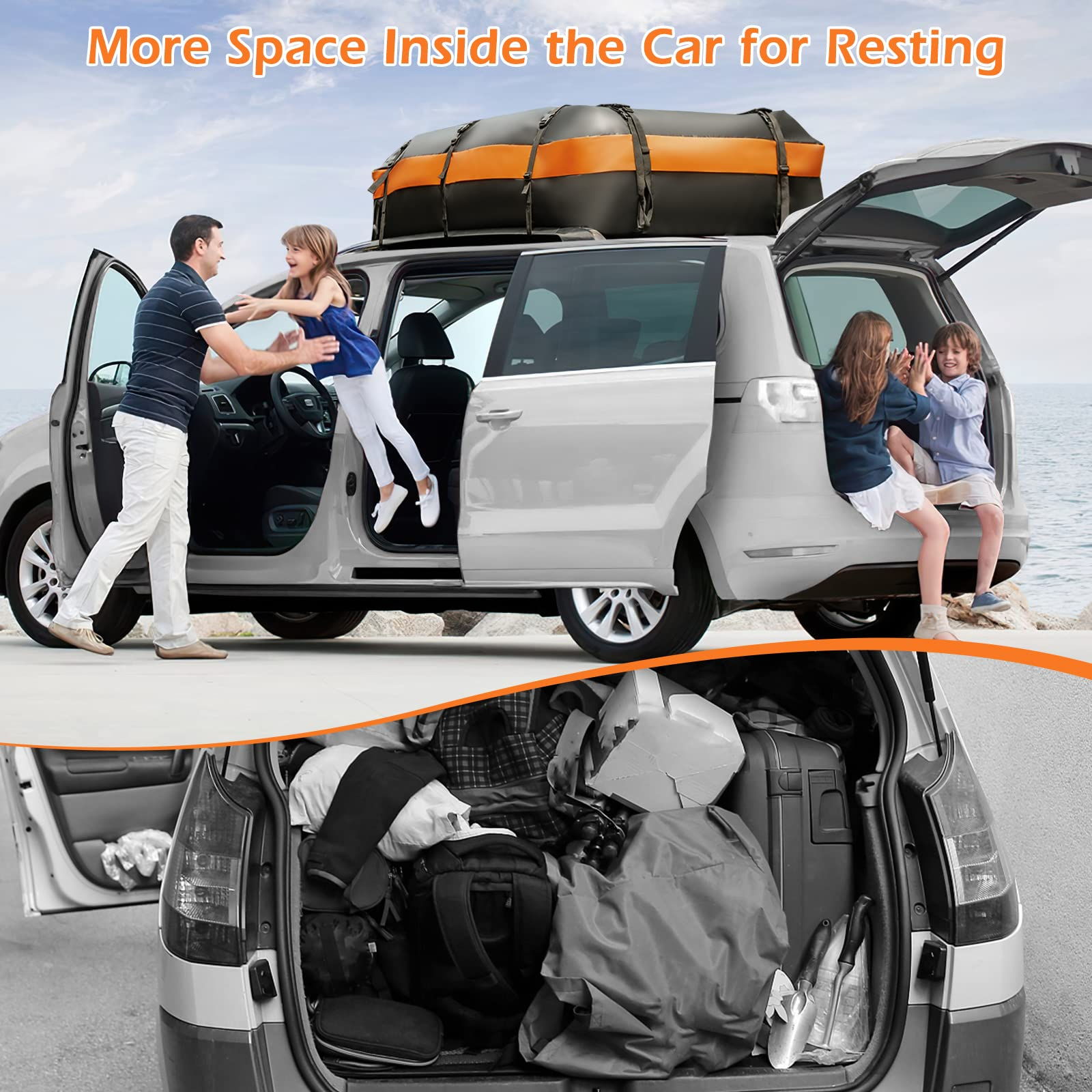 Car Rooftop Cargo Carrier Bag, 21 Cubic 100% Waterproof Soft Car Roof Bag for All Vehicles with/Without Rack