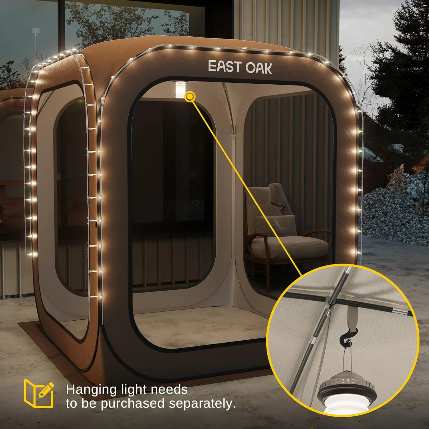 EAST OAK Screen House Tent Pop-Up, Portable Screen Room Canopy Instant Screen Tent 10 x 10 FT with Carry Bag for Patio, Backyard, Deck & Outdoor Activities, Beige