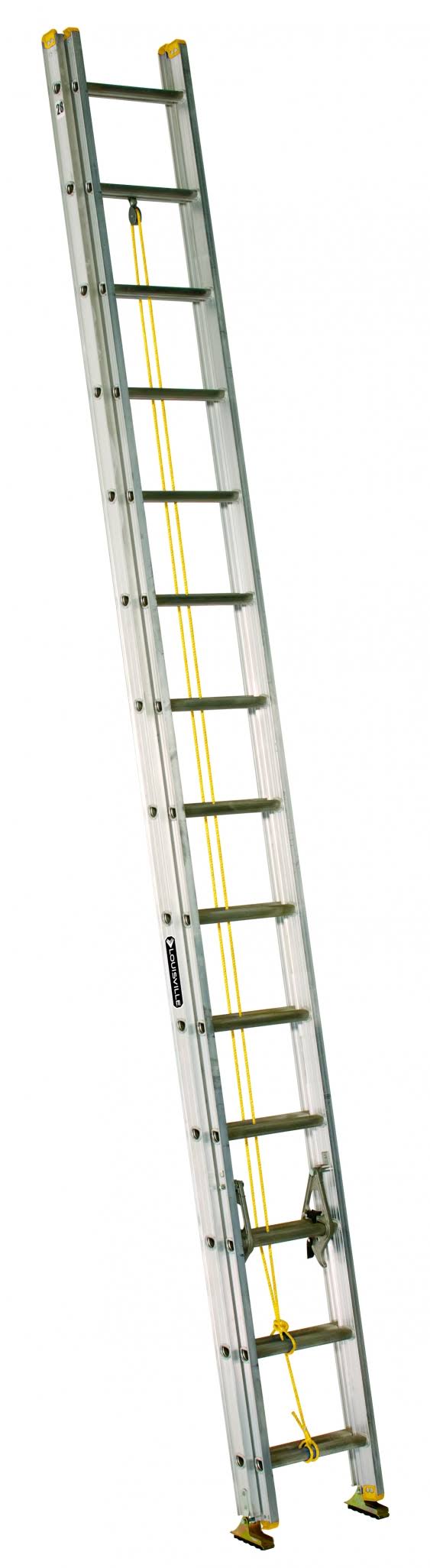Louisville AE3228 Aluminum Extension Ladder, 28 ft, Slip-Resistant D-Rungs, QuickLatch Lock