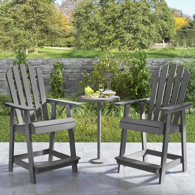 Outdoor HDPE Tall Adirondack Chair with Armrest & Footrest, Weather Resistant 47