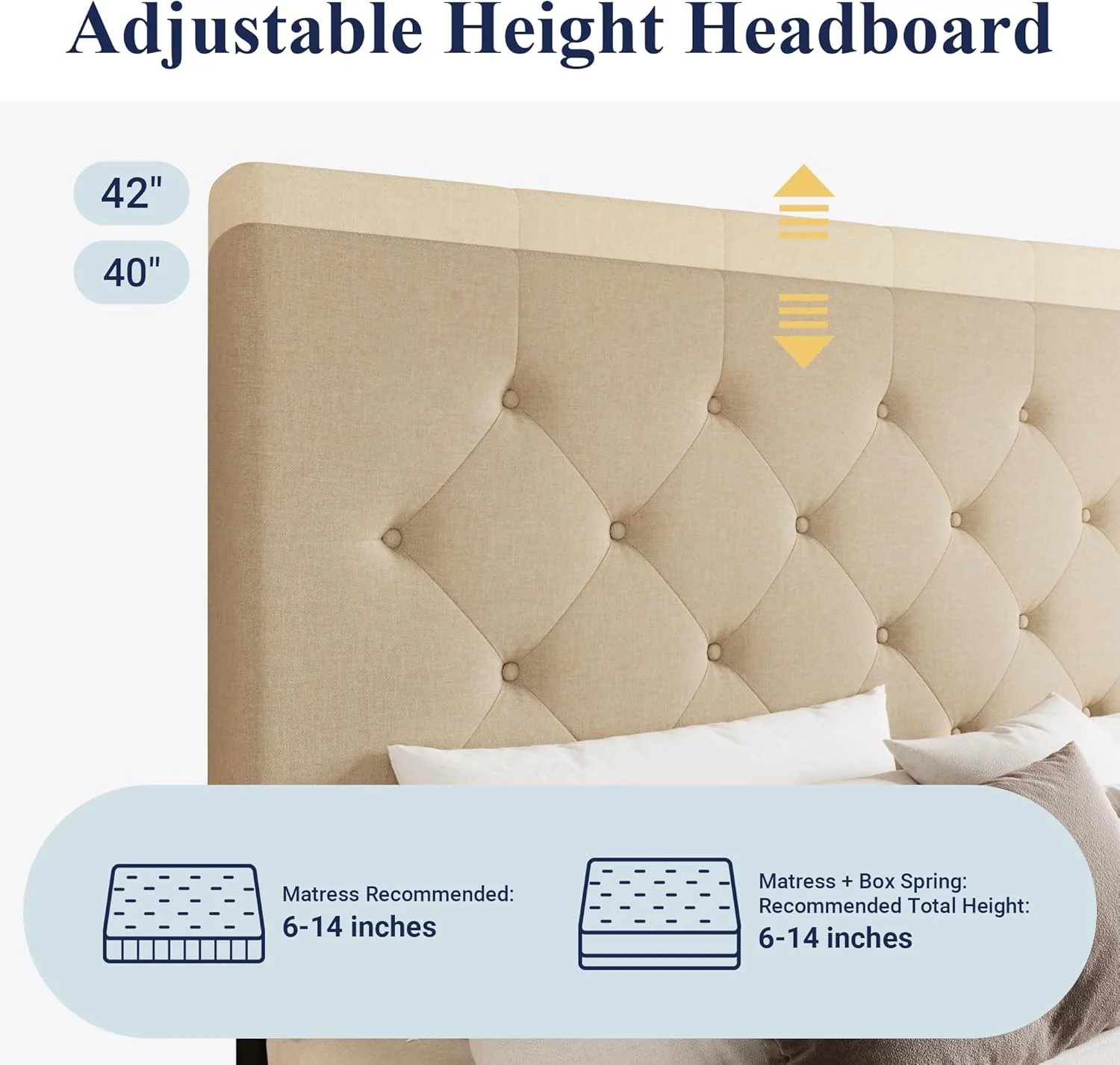 Allewie Upholstered Queen Size Platform Bed Frame with 4 Storage Drawers and Headboard, Square Stitched Button Tufted, Mattress Foundation with Wooden Slats Support, No Box Spring Needed, Light Grey