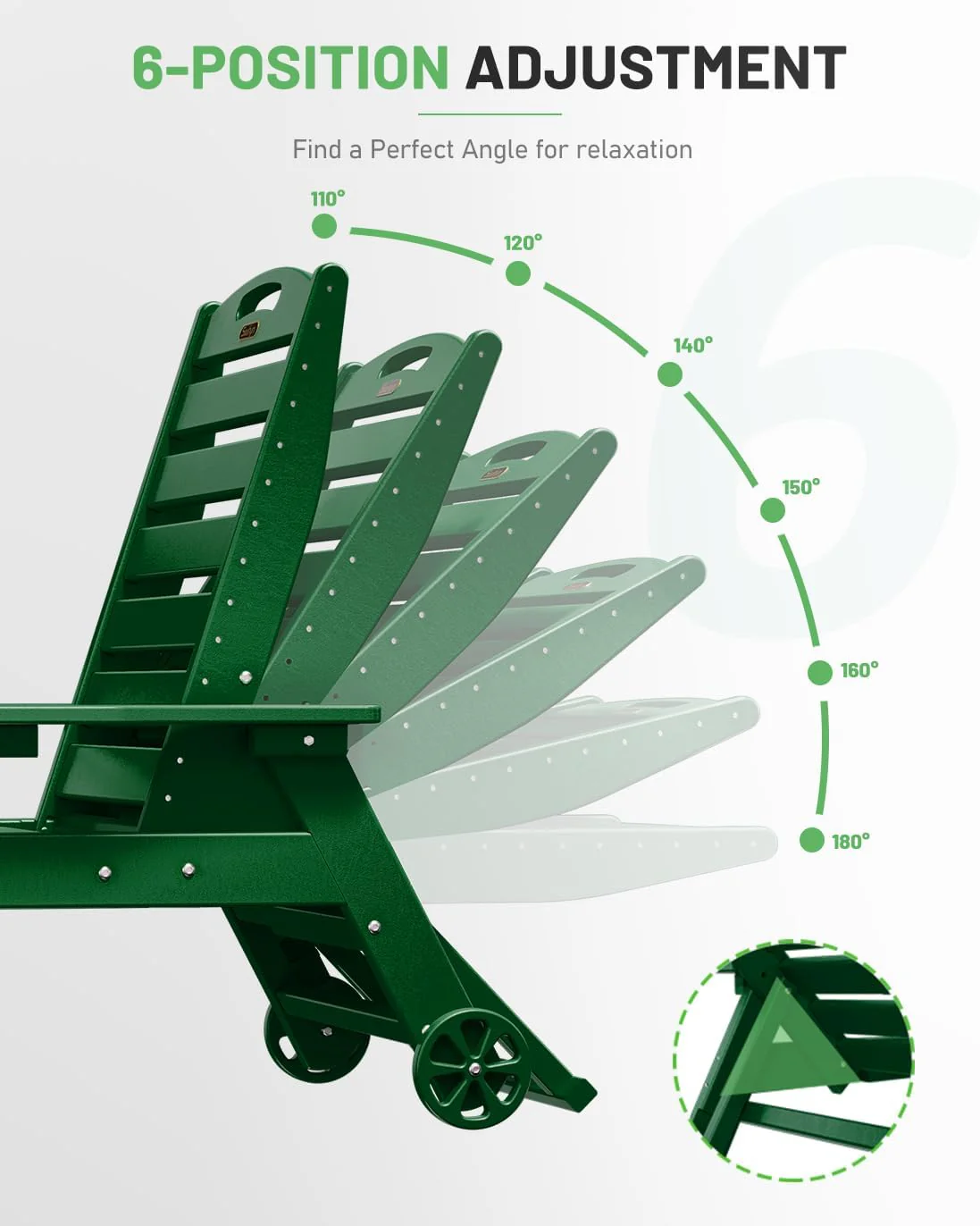 Lounge Chair Outdoor, Chaise Lounge, HDPE 6-Position Outdoor Chaise Lounge, Patio Lounge Chair with Wheels & Cup Holder for Pool Poolside Deck Backyard, Teak