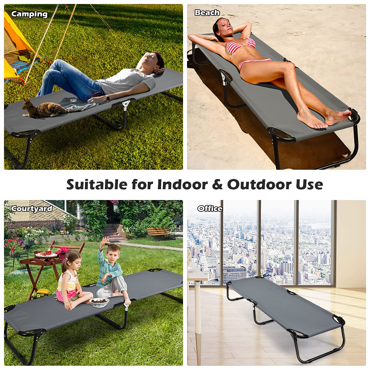 Folding Camping Cot, Heavy Duty Collapsible Foldable Bed
