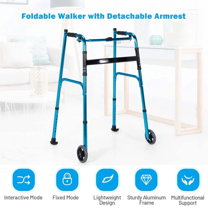 Foldable Standard Walker 440lbs Walking Mobility Aid with 5