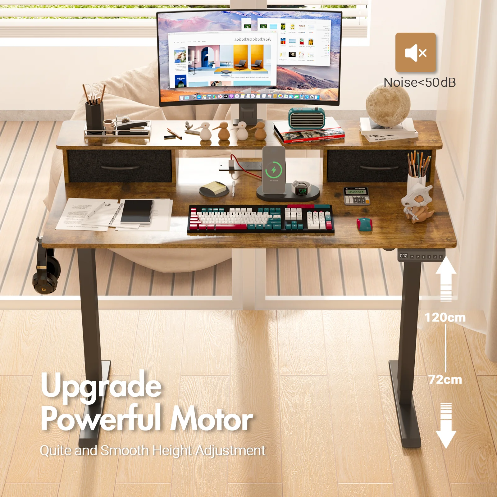 Electric Standing Desk with Monitor Stand