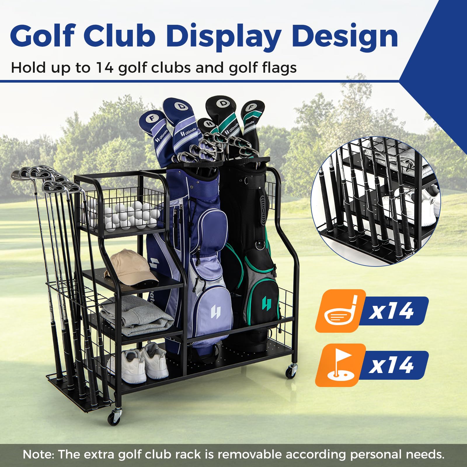 Golf Bag Storage Garage Organizer, Extra Large Storage Stand for 2 Golf Bags